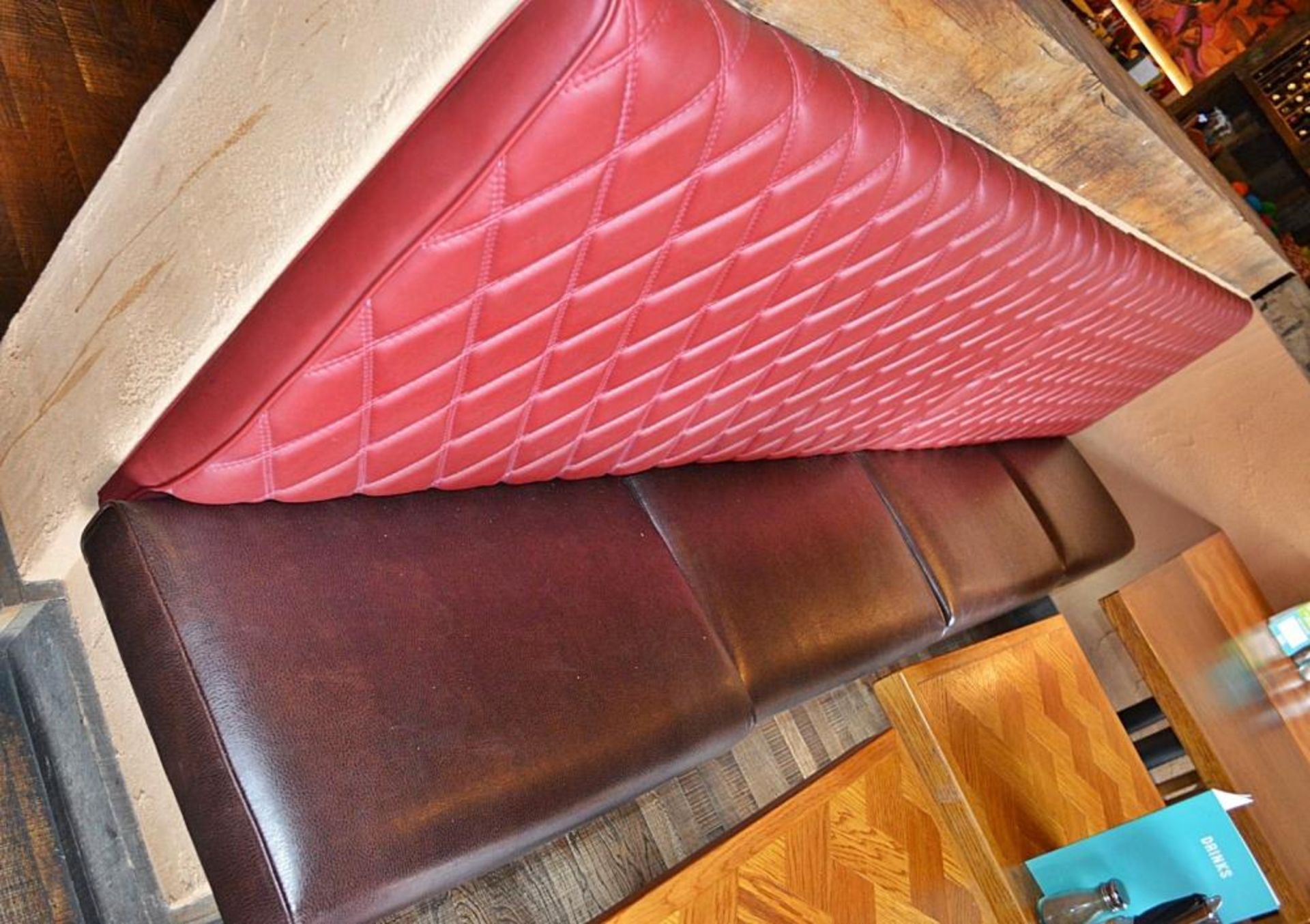 1 x Run of Banquette Seating Bench Furnishings - Includes Two Back Pads in Red and Four Seat Pads in - Image 2 of 4