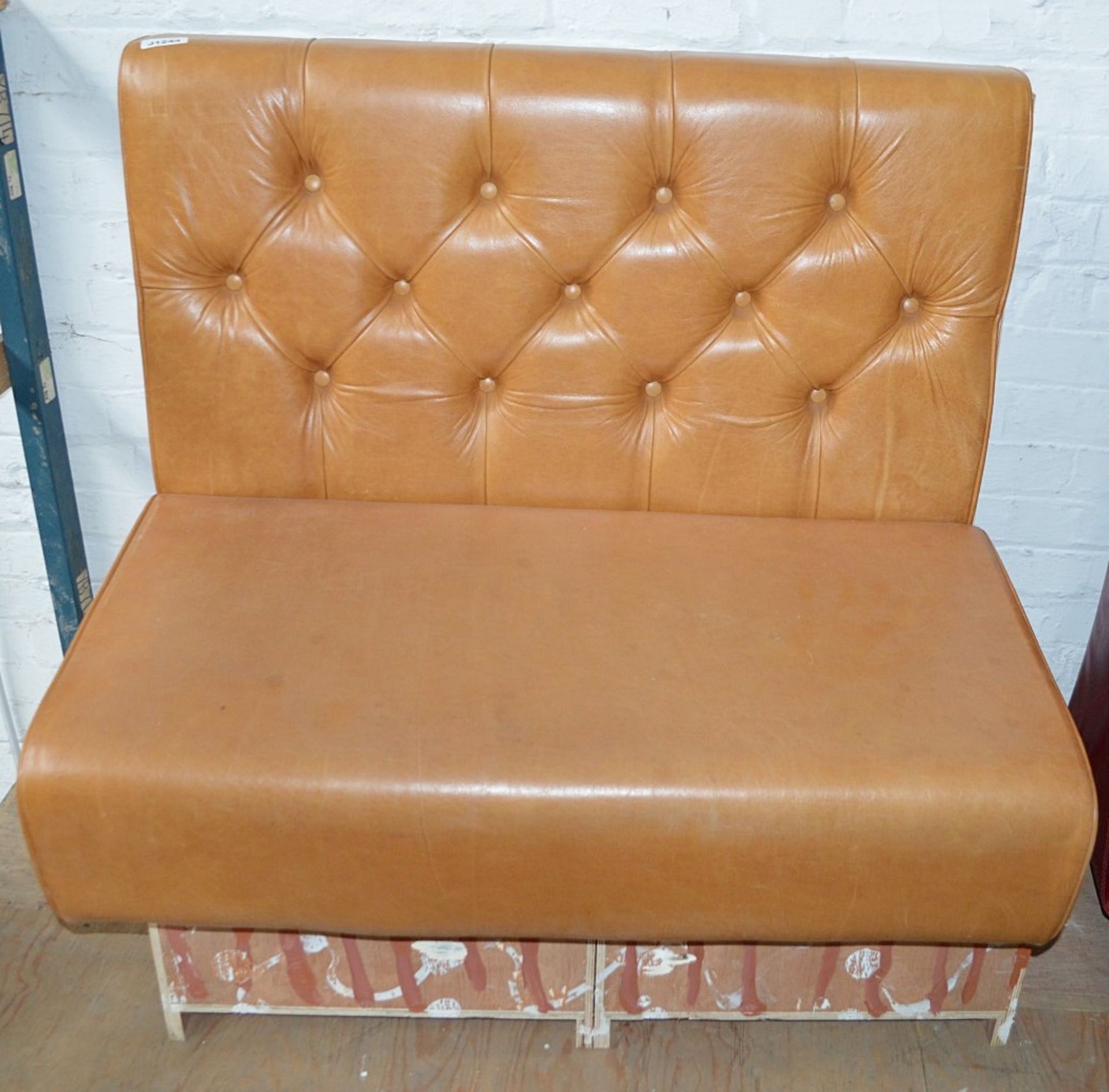 1 x Contemporary Seating Booth Section Upholstered In A Tan Coloured Leather - Image 2 of 9