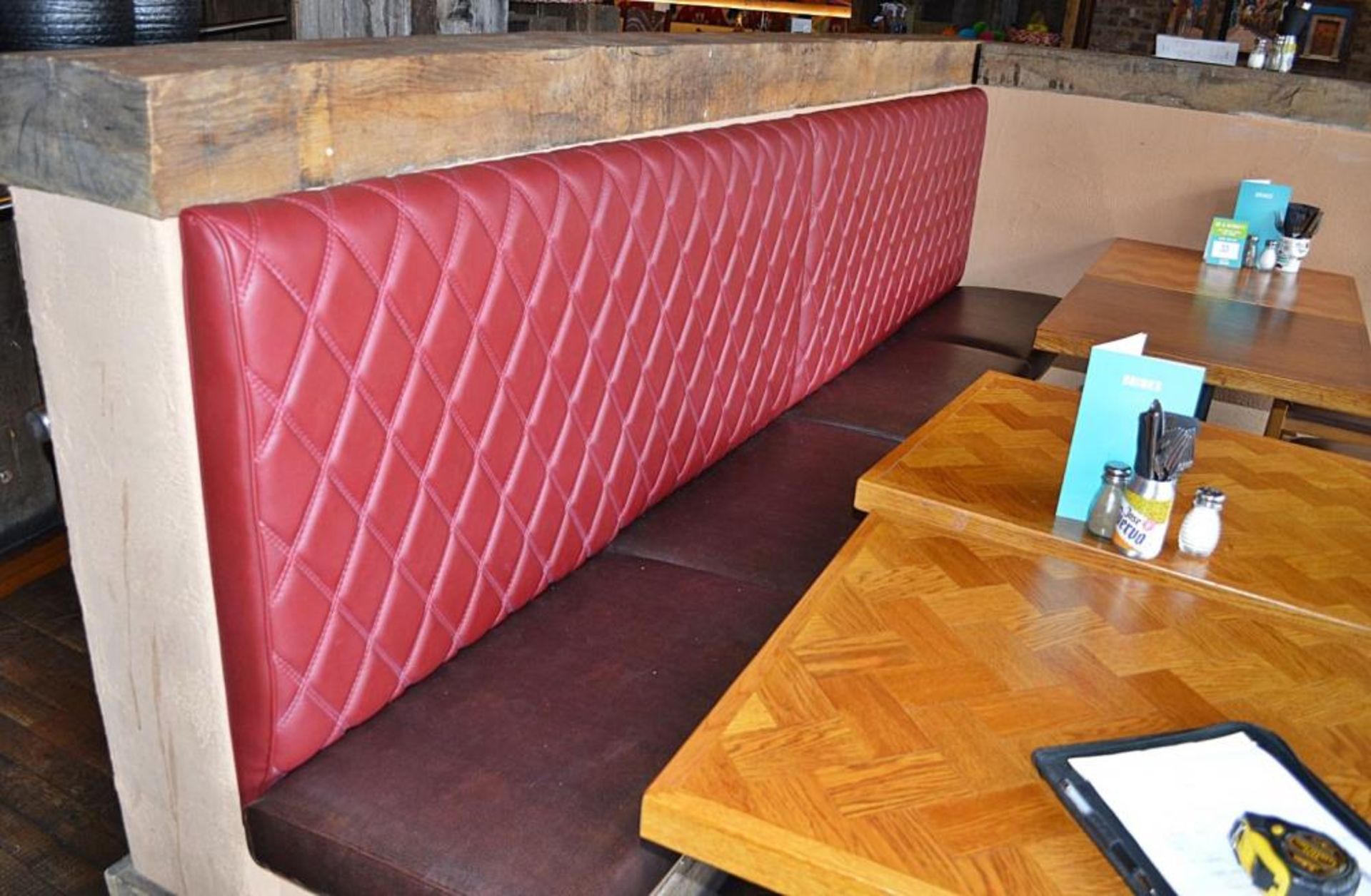 1 x Run of Banquette Seating Bench Furnishings - Includes Two Back Pads in Red and Four Seat Pads in