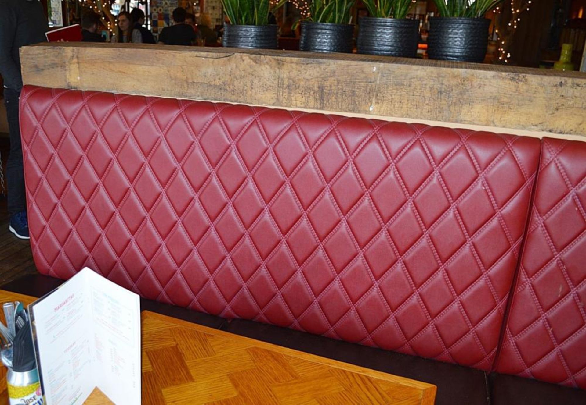 1 x Run of Banquette Seating Bench Furnishings - Includes Two Back Pads in Red and Four Seat Pads in - Image 4 of 4