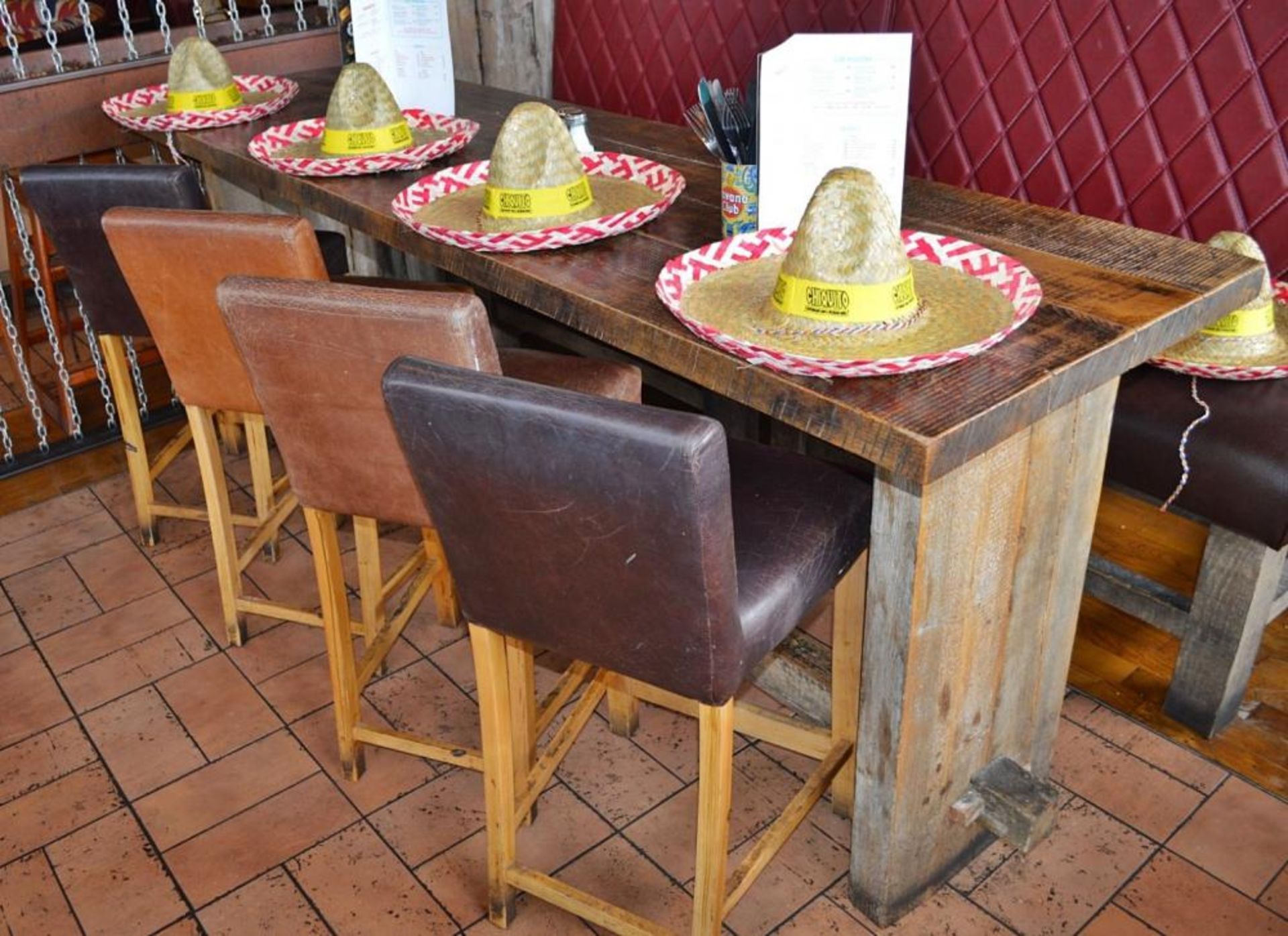 8 x Wooden Bar Stools With Faux Leather Seats in Various Colours - CL363 - Location: Stevenage SG1 - Image 3 of 5