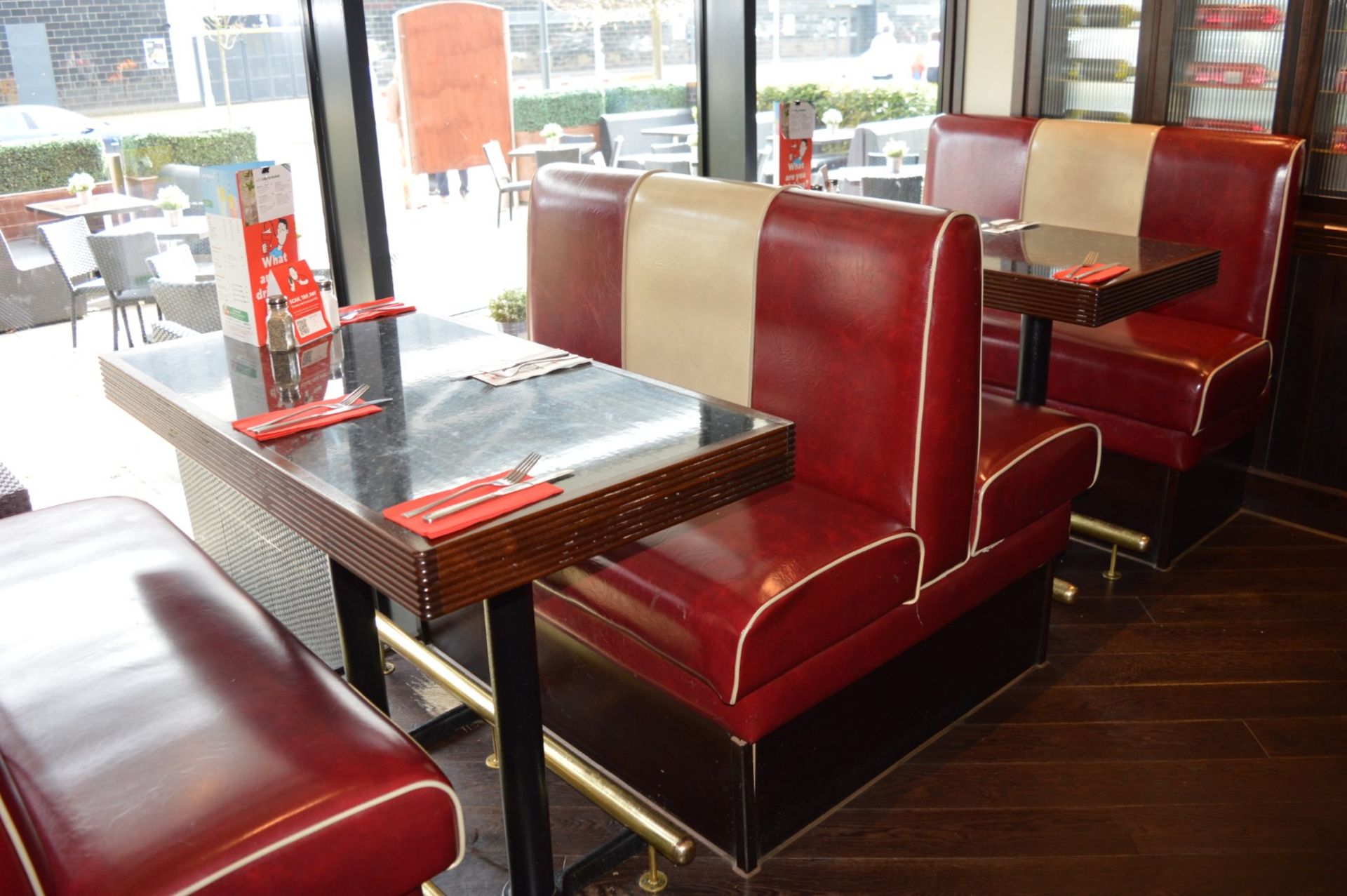 2 x Rectangular Restaurant / Bistro Tables - Each Features A Wood Framed Top And Metal Base - - Image 4 of 4