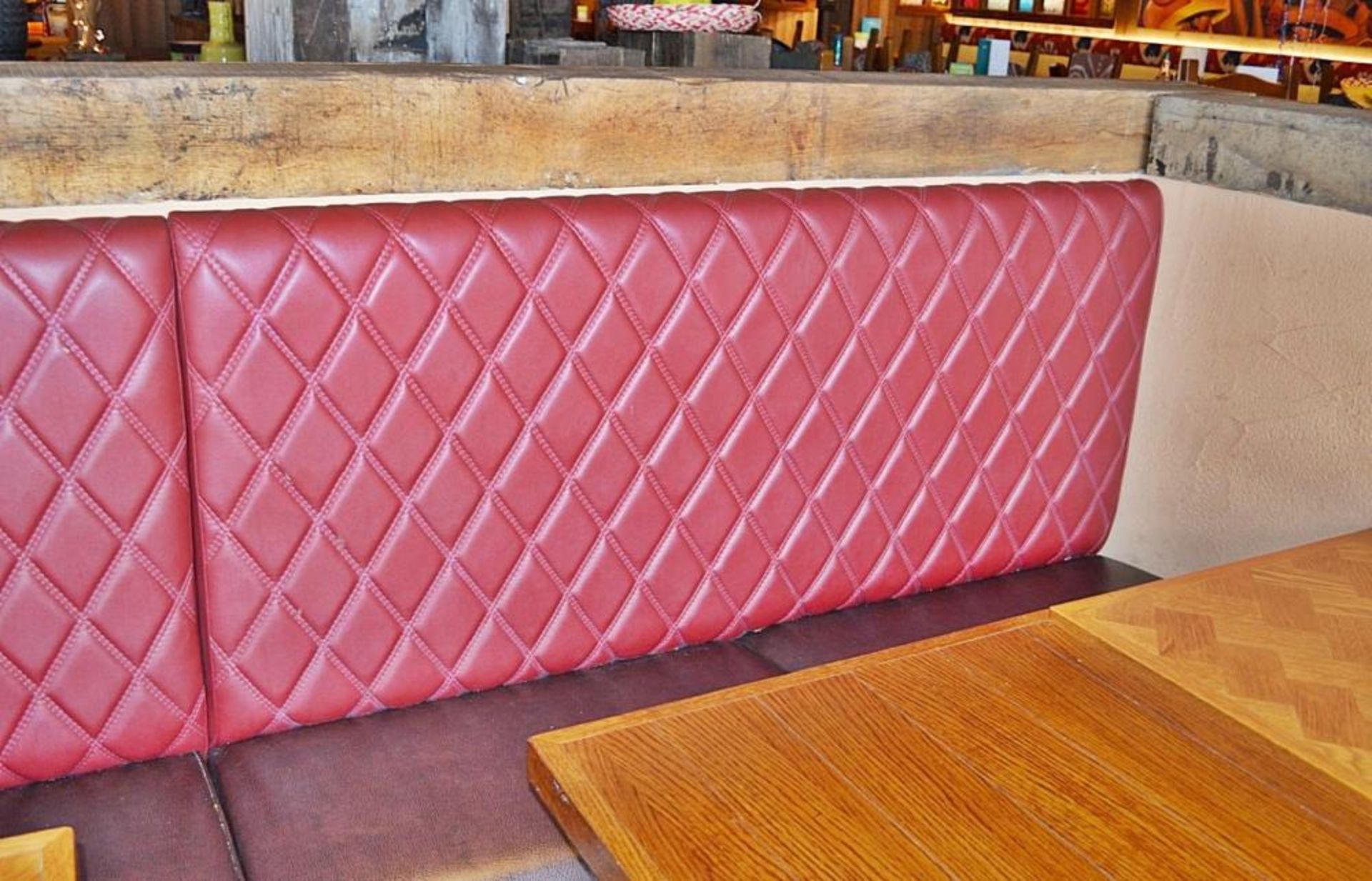 1 x Run of Banquette Seating Bench Furnishings - Includes Two Back Pads in Red and Four Seat Pads in - Image 3 of 4