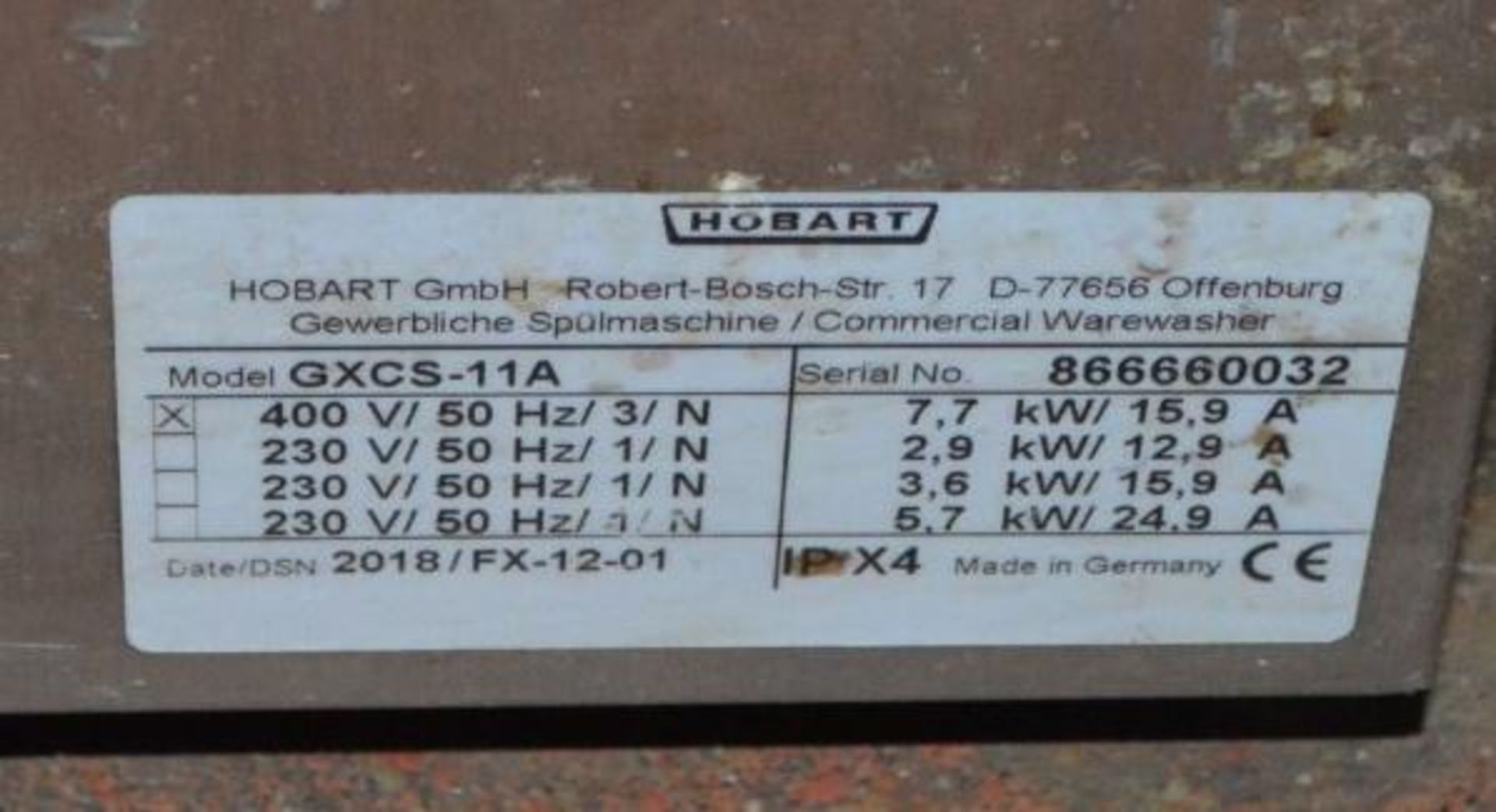 1 x Hobart Stainless Steel Undercounter Glass Washer - Model GXCS-11A - 2018 Model - Ref FB117 - CL3 - Image 3 of 3