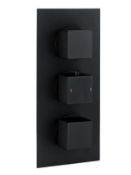 1 x Synergy Black Square Handled Triple Concealed Shower - New & Boxed Stock