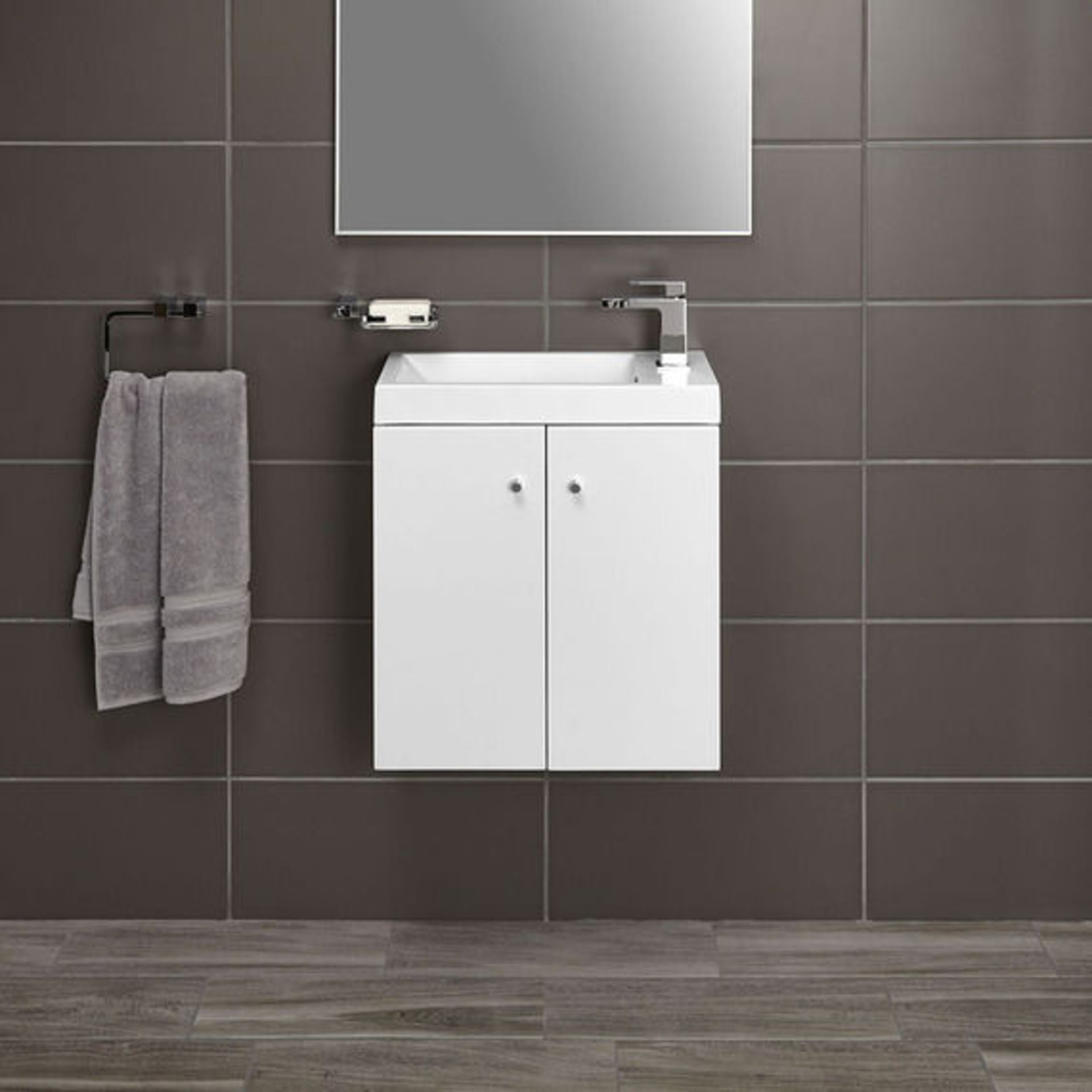 10 x Alpine Duo 495 Wall Hung Vanity Unit  - Gloss White - Brand New Boxed Stock - Dimensions: W49.5 - Image 2 of 5