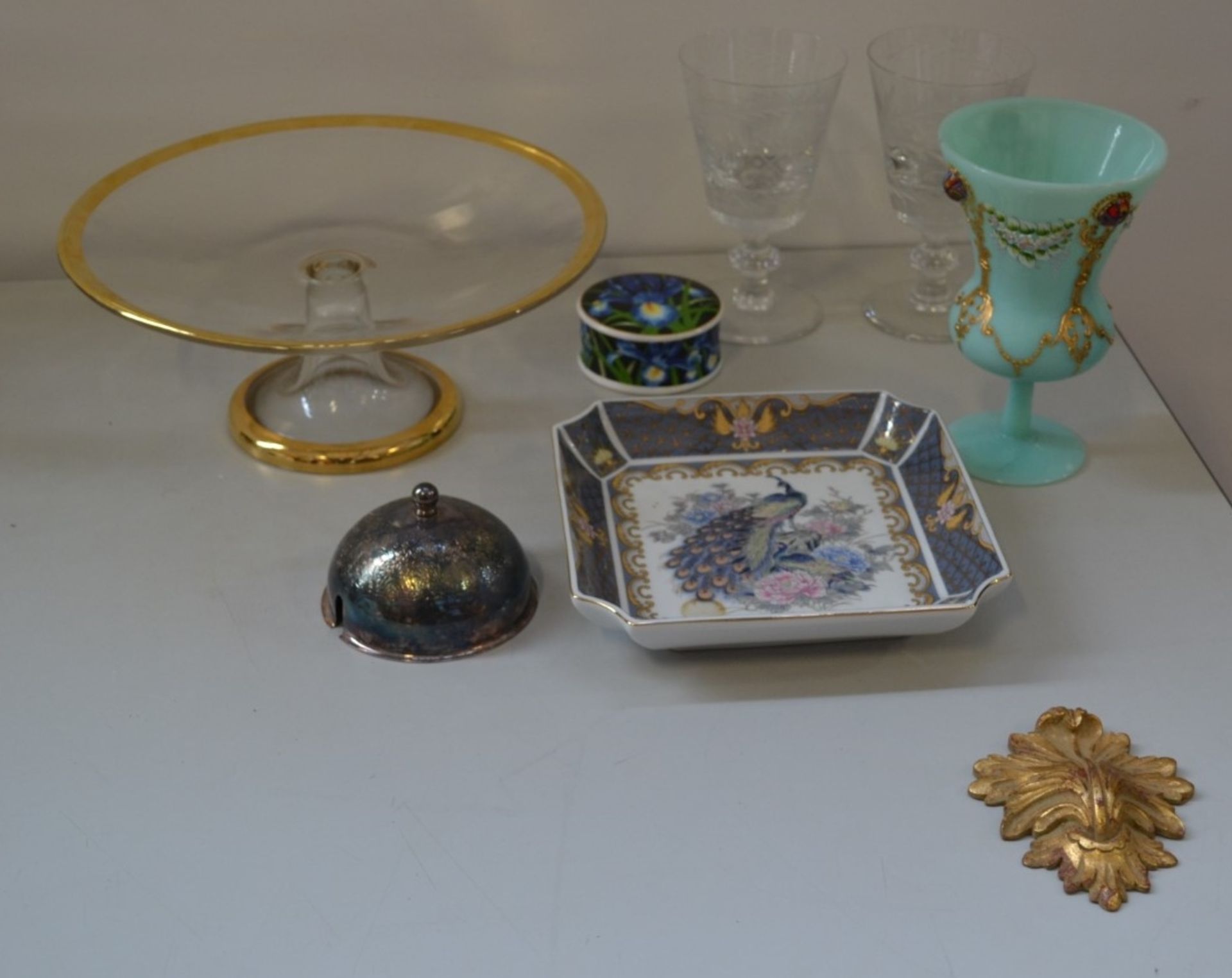 1 x Mixed Antique Items (Glasses,Bowl And Jewelry Box) - Ref J2151 - CL314