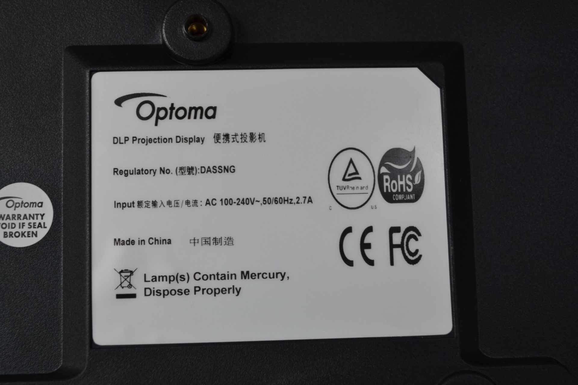 1 x Optoma Projector S331 Black - Ref HK182 - Image 2 of 3