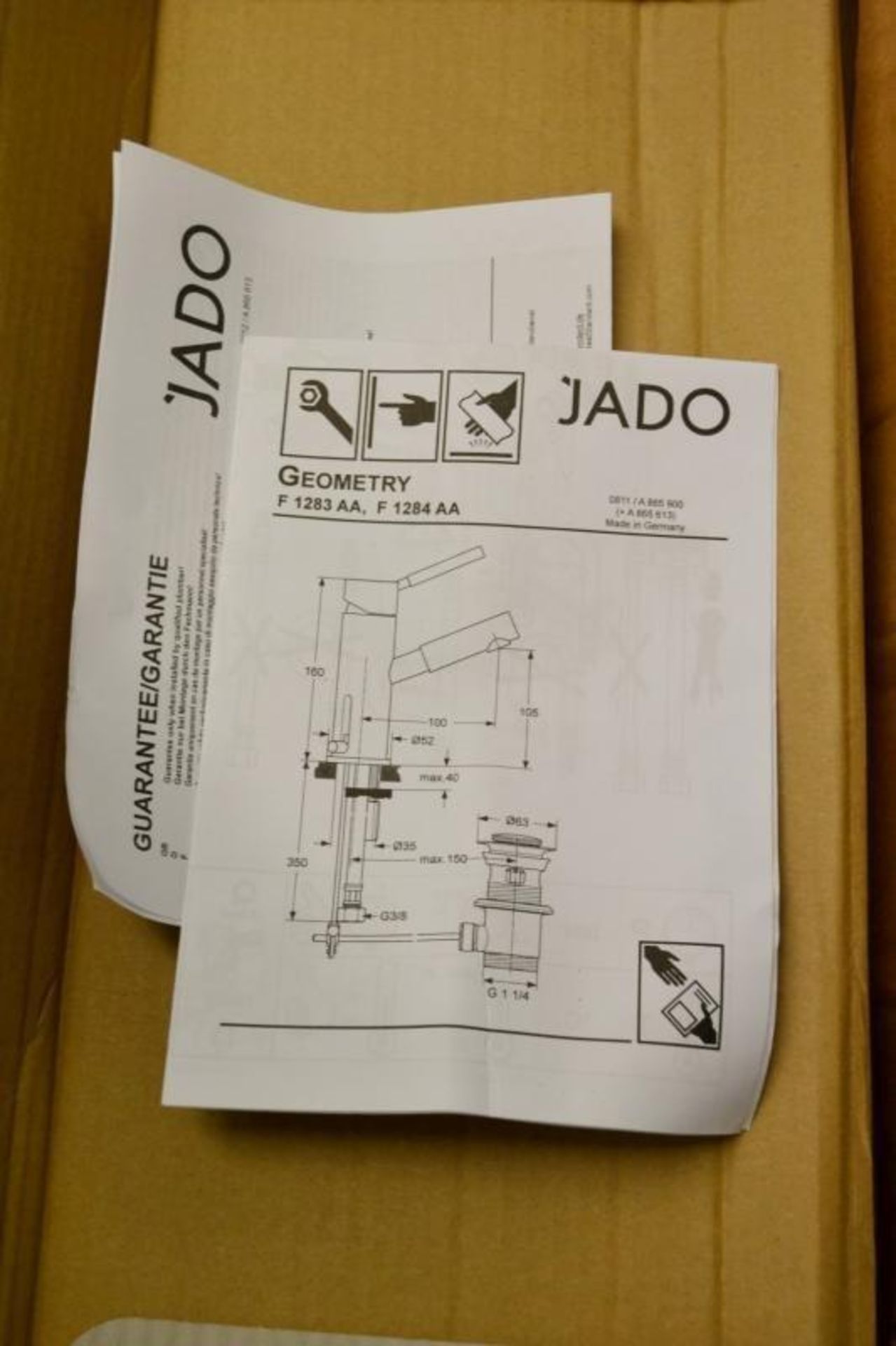 1 x Ideal Standard JADO &quot;Geometry&quot; A1 S/L Basin Mixer Tap With Pop-up Waste (F1283AA) - Pr - Image 2 of 10