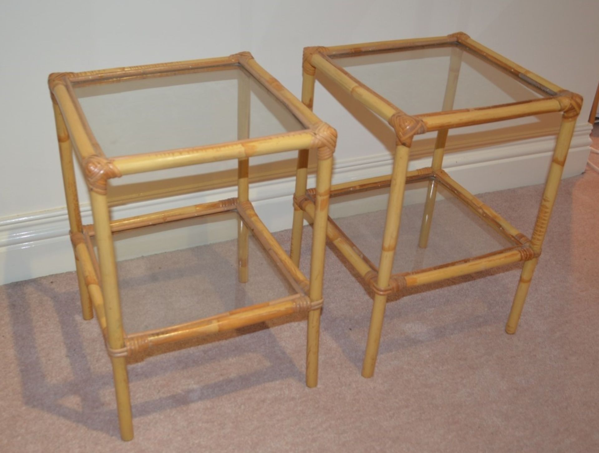 2 x Bamboo Glass Side Table - CL368 - Bowdon WA14 - NO VAT - Image 2 of 5