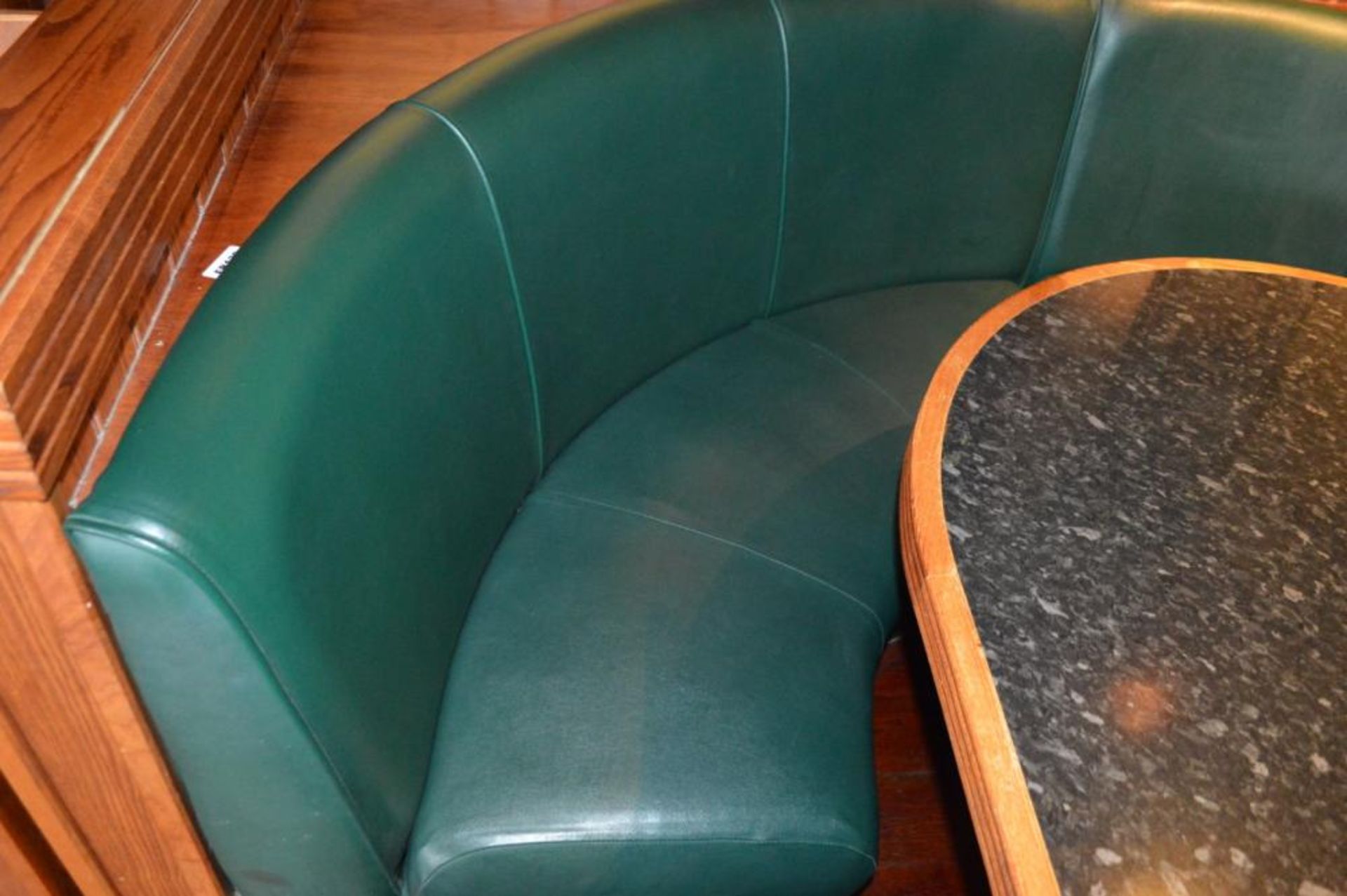 1 x Semi Oval Seating Booth With Green Faux Leather Upholstery H89 x W360 x D220 cms - Seat Height 4 - Image 5 of 9