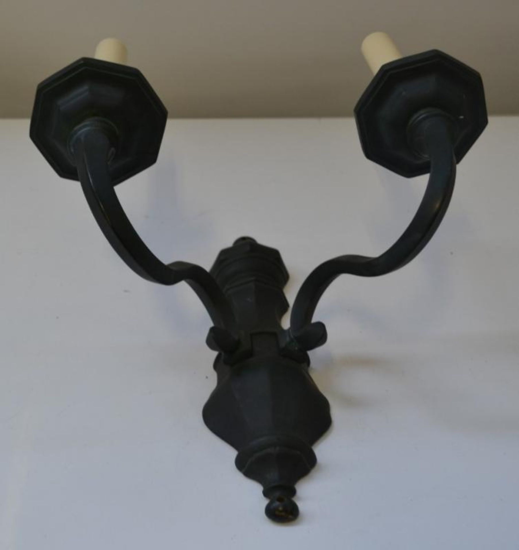 1 x CHELSOM Ornate Wall Light Fitting In Black - Dimensions: H32/L32cm - New/Unused boxed stock - CL