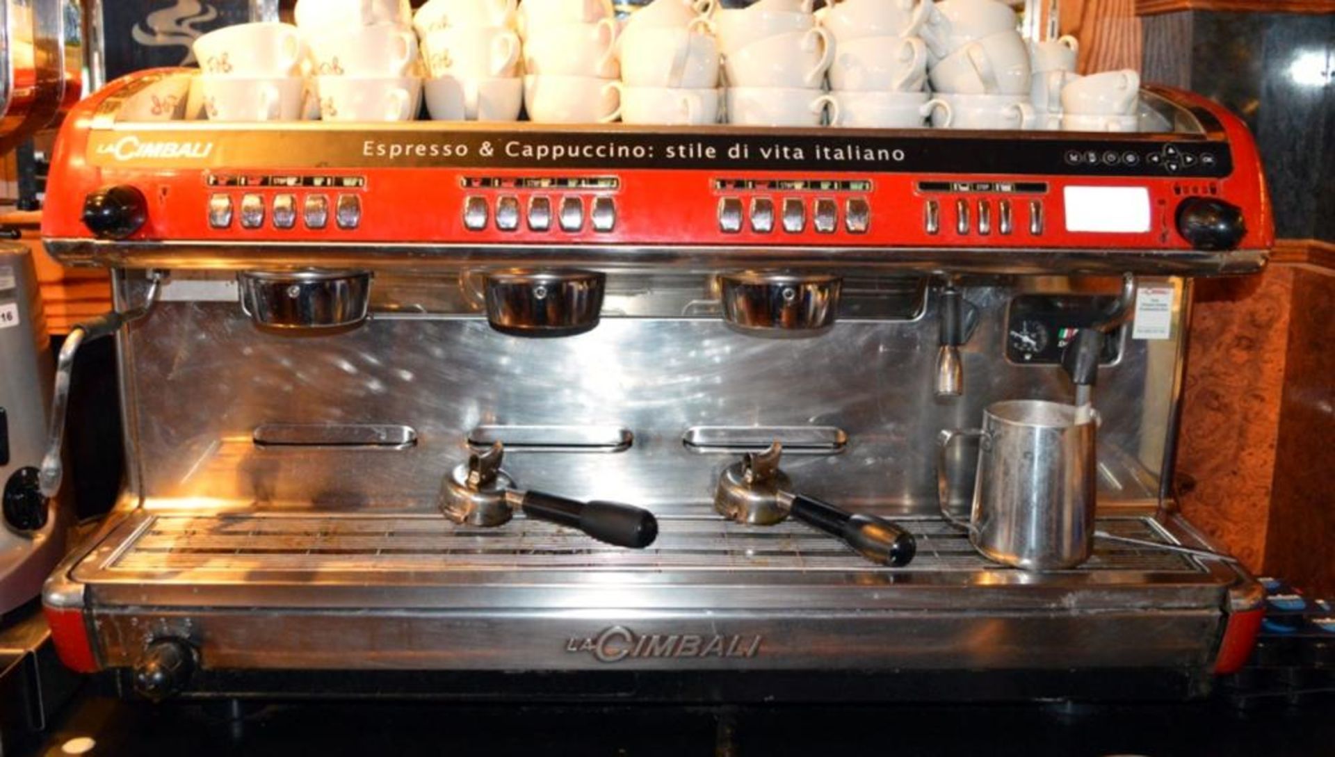 1 x La Cimbalie Espresso & Cappucino 3 Group Coffee Machine in Red - Model M39 DT3 TE - Ref FB115 - - Image 6 of 7