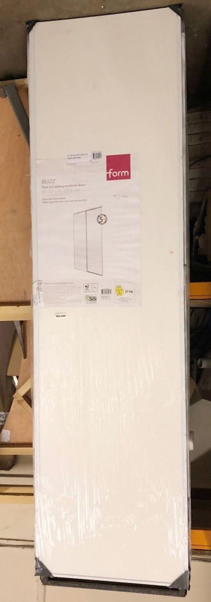 1 x BLIZZ Pack of 2 Sliding Wardrobe Doors In White Decorative Panel With White Lacquered Steel Trac - Bild 3 aus 4