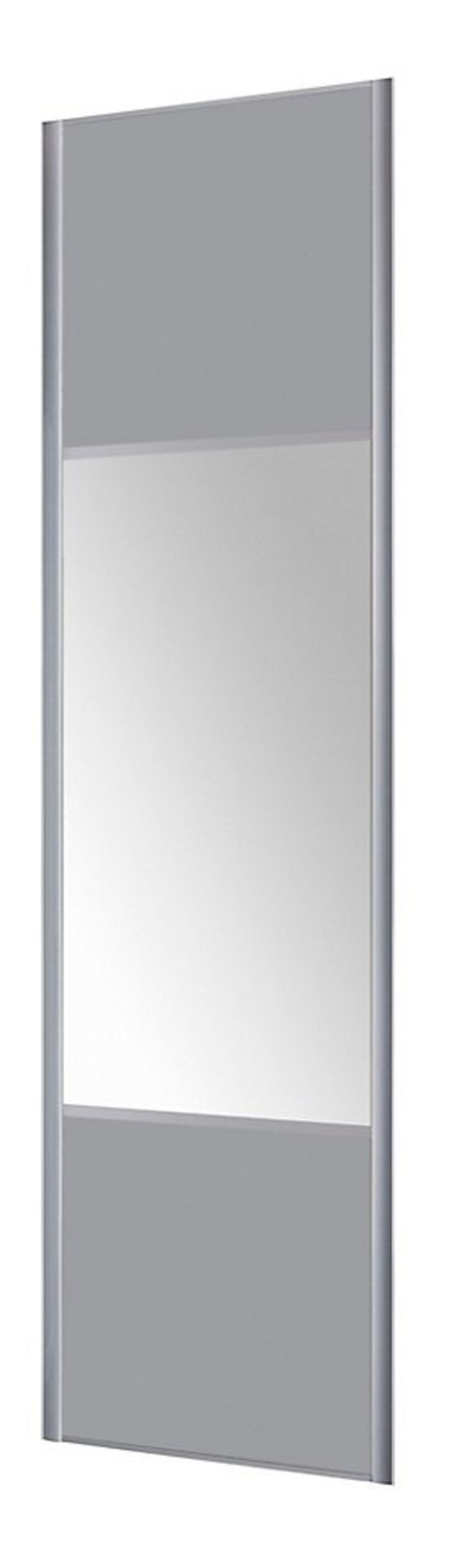 1 x VALLA 1 Sliding Wardrobe Door In Light Grey With A Silver Mirror With Grey Lacquered Steel Profi