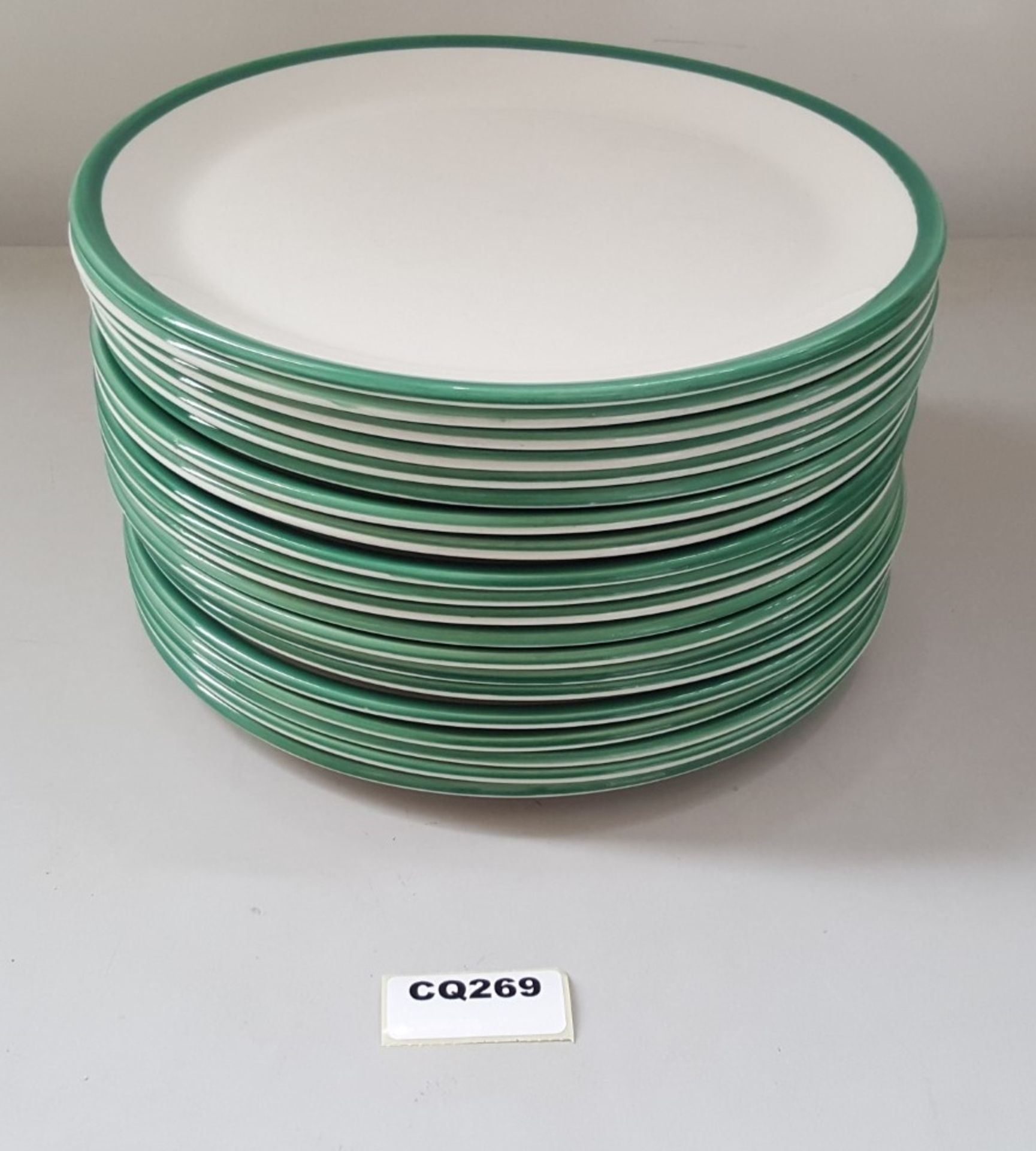 20 x Steelite Coupe Plates White With Green Outline Egde 27.5CM - Ref CQ269
