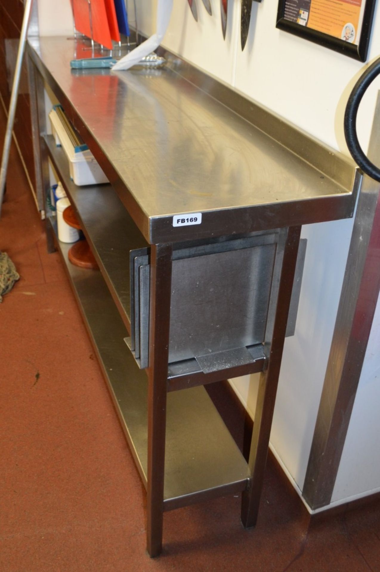 1 x Stainless Steel Prep Bench With Undershelves - H90 x  W170 x D40 cms - Ref FB169 - CL357 - - Image 2 of 2
