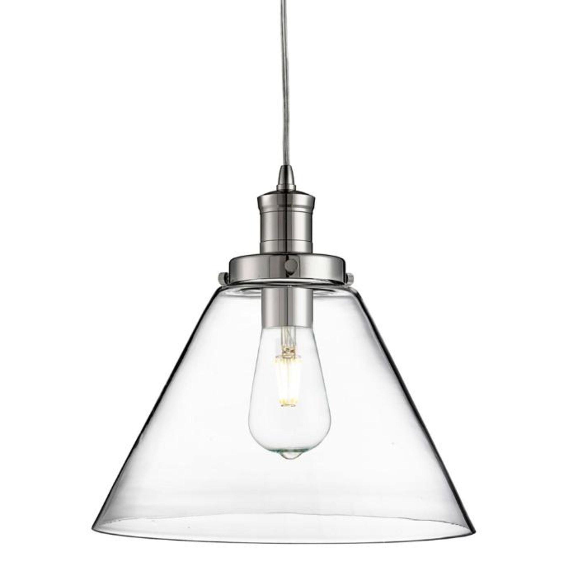 1 x Pyramid Chrome Pendant Light With Clear Glass Shade - Ex Display Stock - CL323 - Ref: 3228CC/PAL