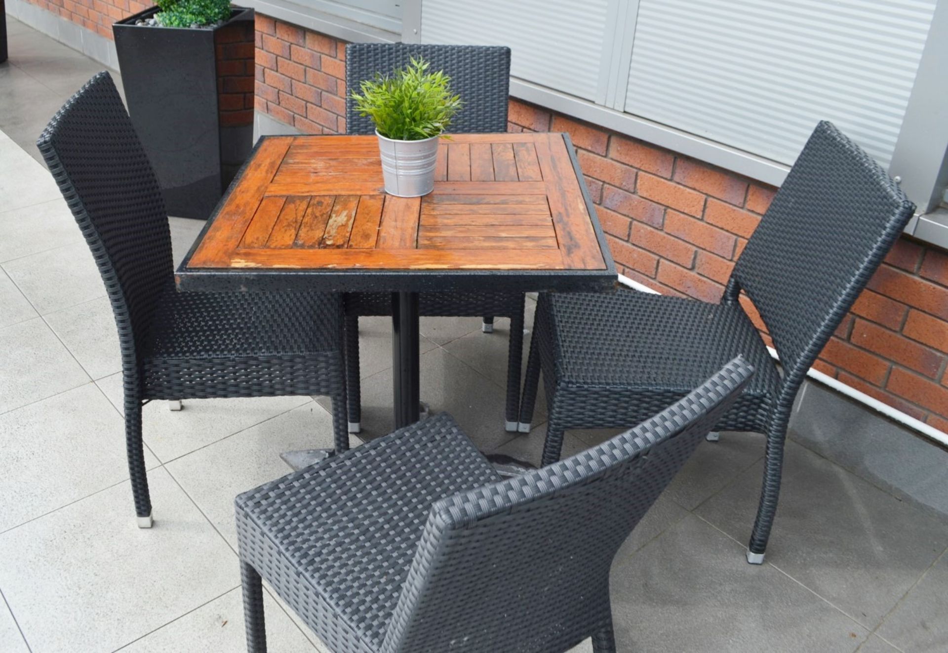 1 x Outdoor Garden Table With Four Charcoal Rattan Chairs - H72 x W74 x D74 cms - CL357 -