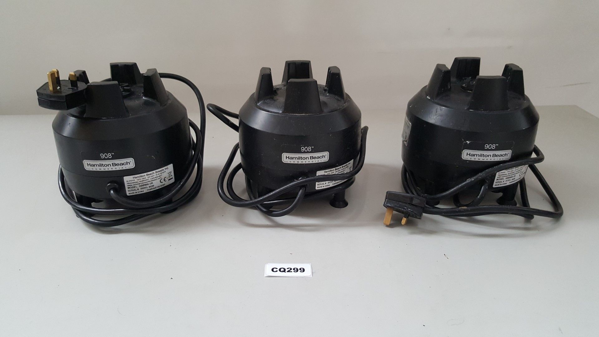 3 x Hamilton Beach HBB908-UK Commercial 2-Speed Bar Blender Bases - Ref CQ299