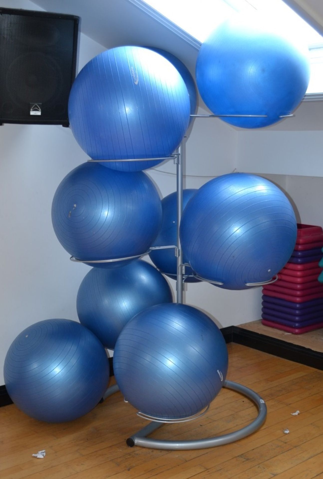 1 x Exercise Ball Holder With 9 x Exercise Balls - Dimensions: H180 x L100cm - Ref: J2011/1FDS -