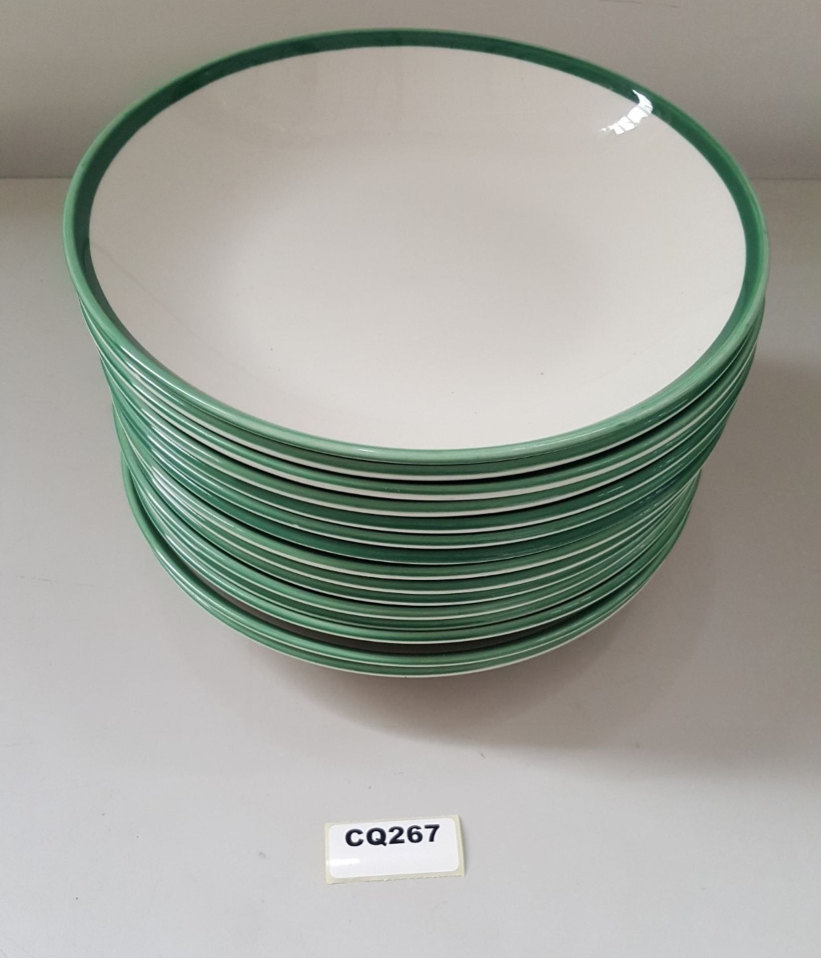 15 x Steelite Coupe Bowls White With Green Outline Egde 25CM - Ref CQ267