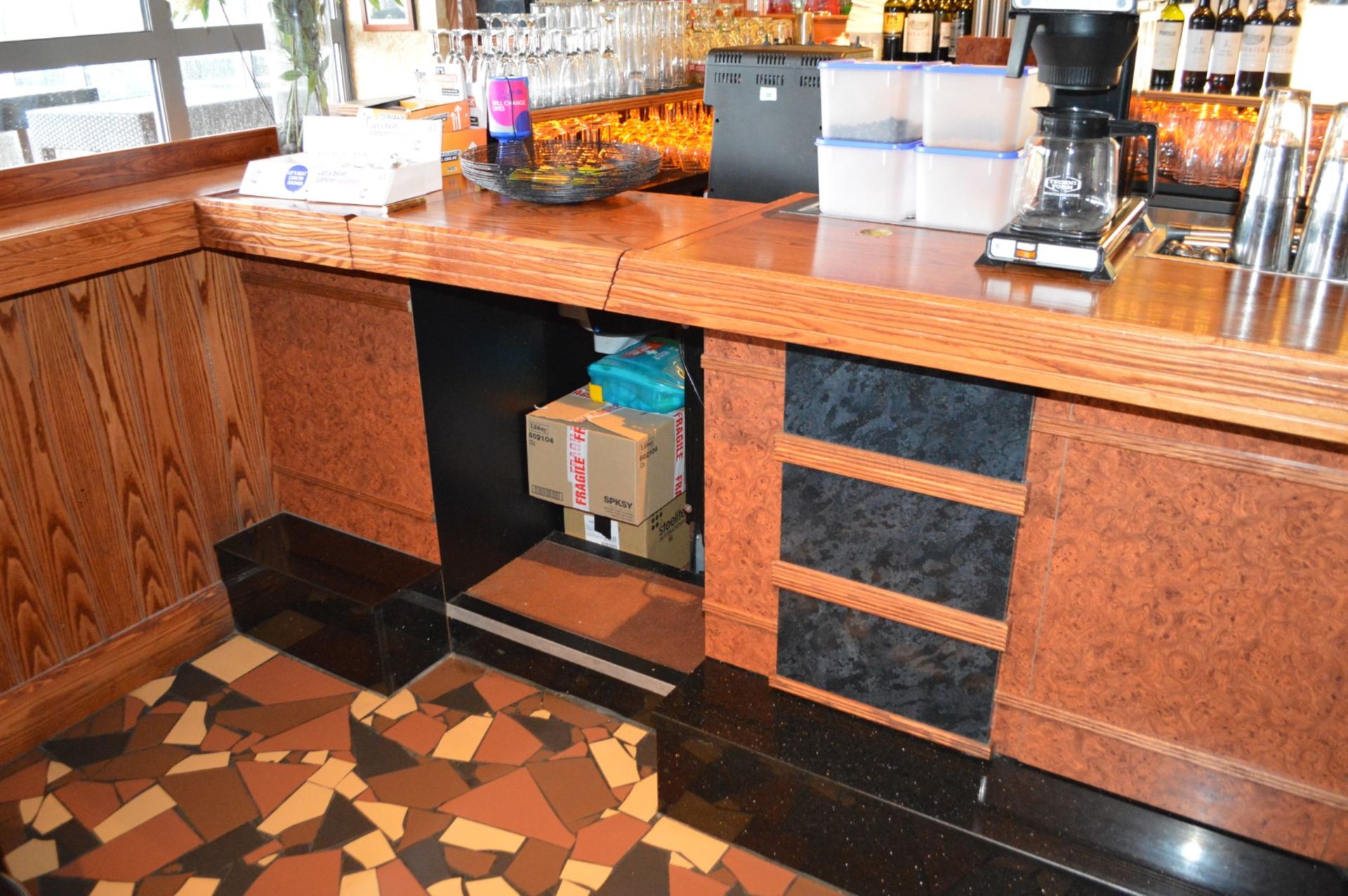 1 x Restaurant / Pub Bar and Backbar From American Diner Themed Restaurant - Burr Walnut and Black - Image 4 of 47