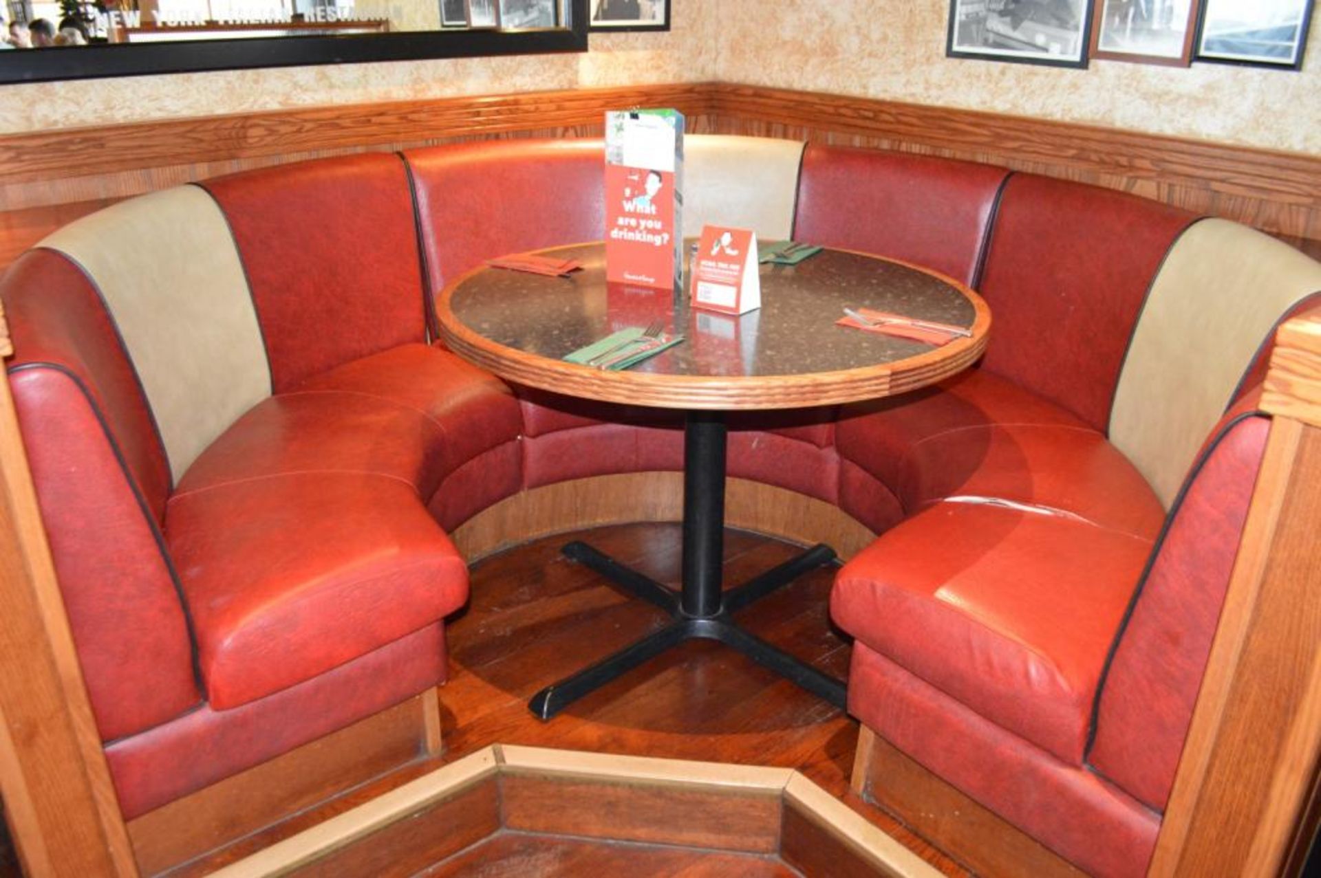 1 x Seating Booth in a 1950's Retro American Diner Design - Upholstered With Red and Cream Faux Leat