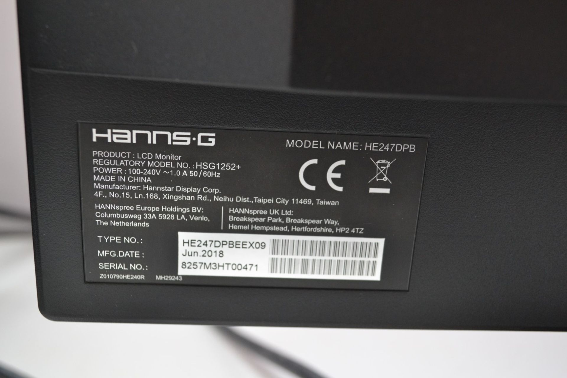 2 x HannsG HE247DPB 24" PC Monitors - Ref J2246 - Image 3 of 3