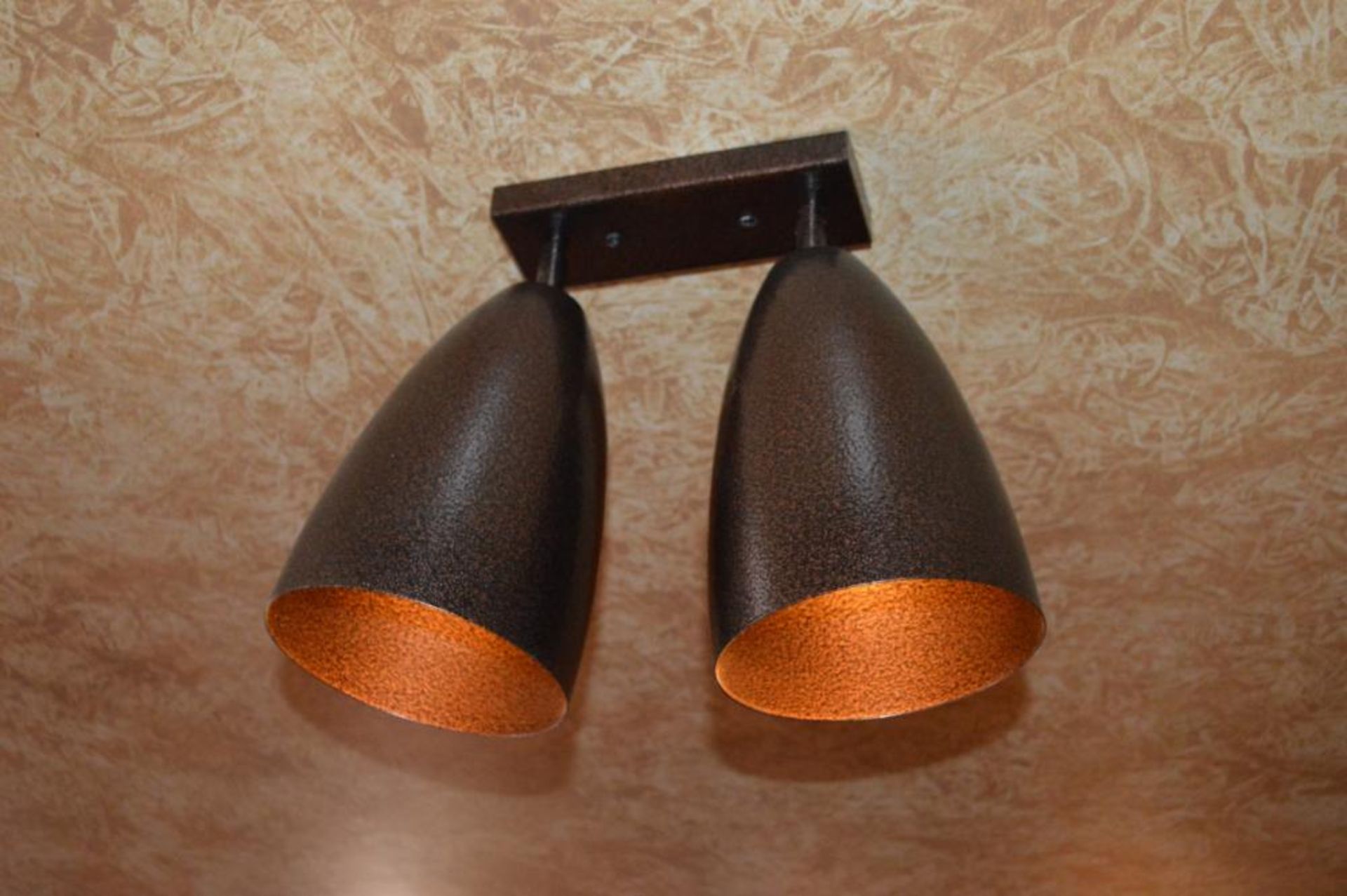5 x Adjustable Double Halogen Light Fittings With Brown Pitted Finish - GZ10/GU10 50w Max - 35 x 45 - Image 2 of 3