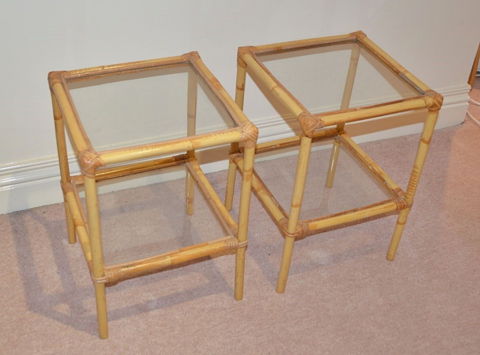 2 x Bamboo Glass Side Table - CL368 - Bowdon WA14 - NO VAT
