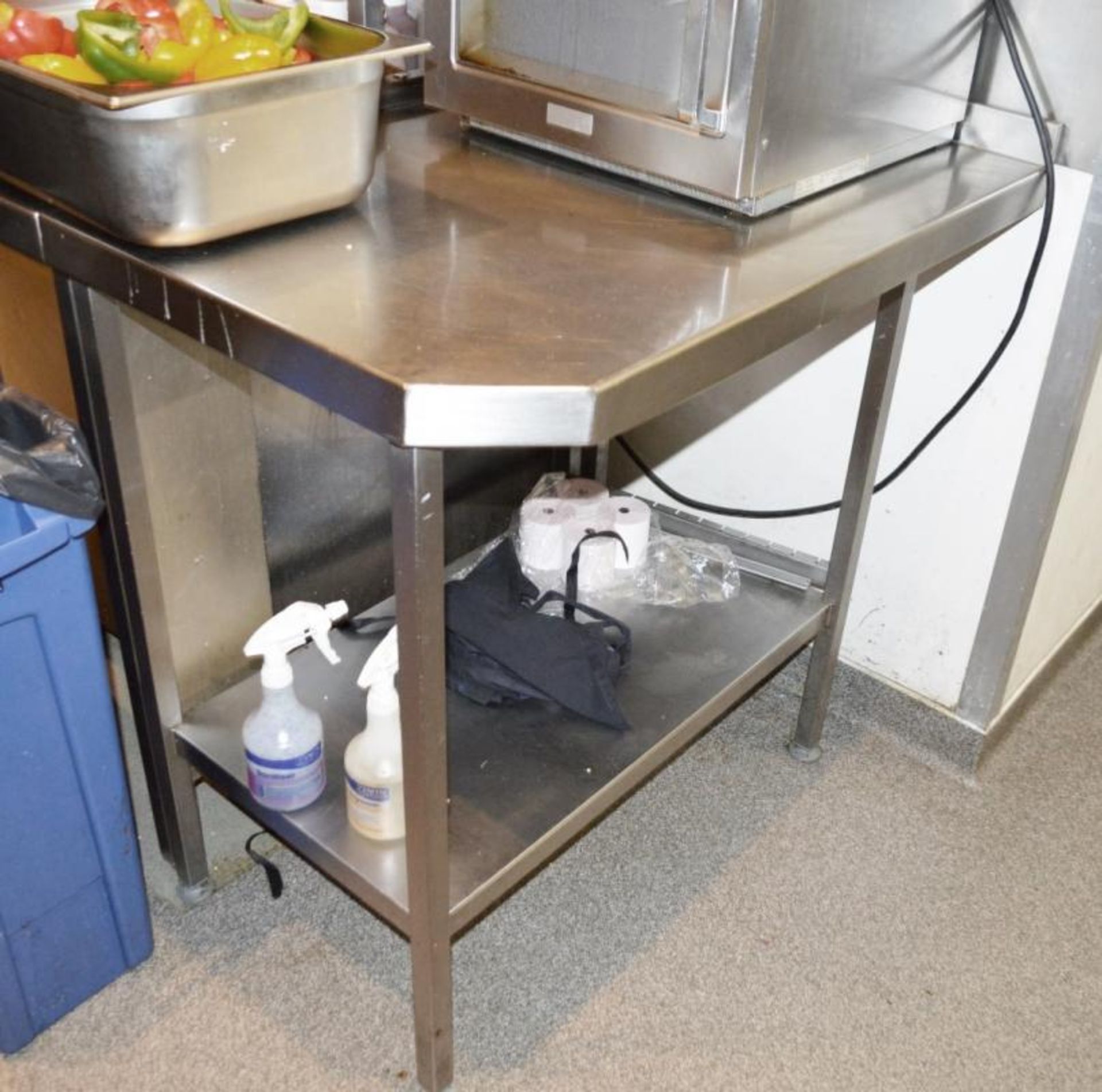 1 x Stainless Steel Commercial Corner / End Prep Table With Under Shelf - Dimensions (approx): 188 x