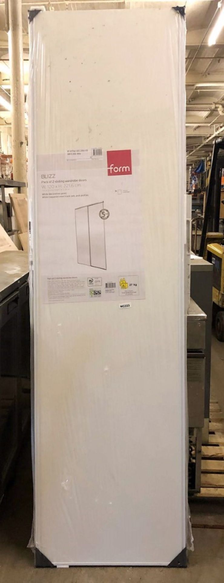 1 x BLIZZ Pack of 2 Sliding Wardrobe Doors In White Decorative Panel With White Lacquered Steel Trac - Bild 3 aus 4