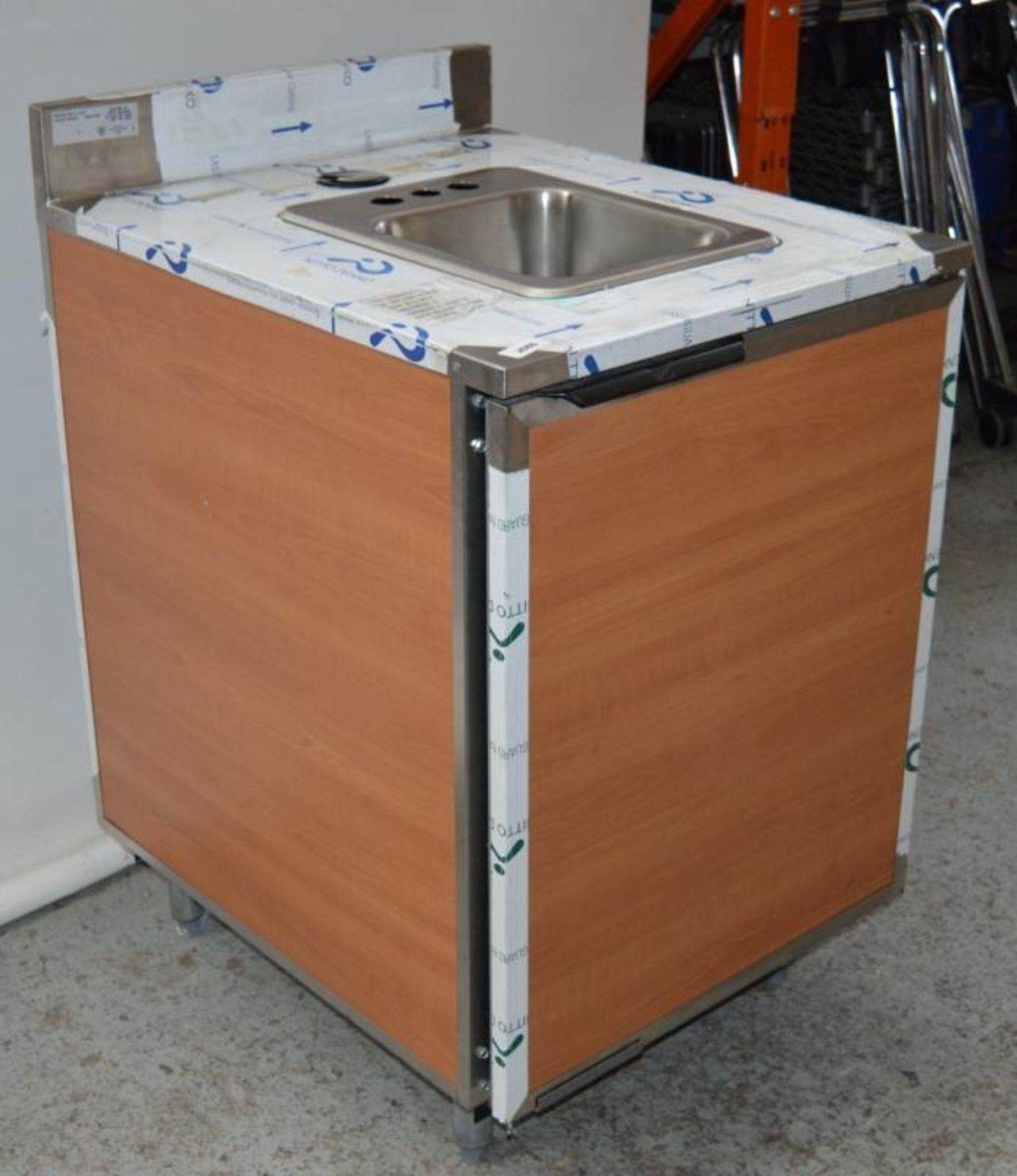 1 x Duke Stainless Steel Sink Basin Unit With Wood Finish Cabinet - Unused With Protective Film Atta - Bild 3 aus 7