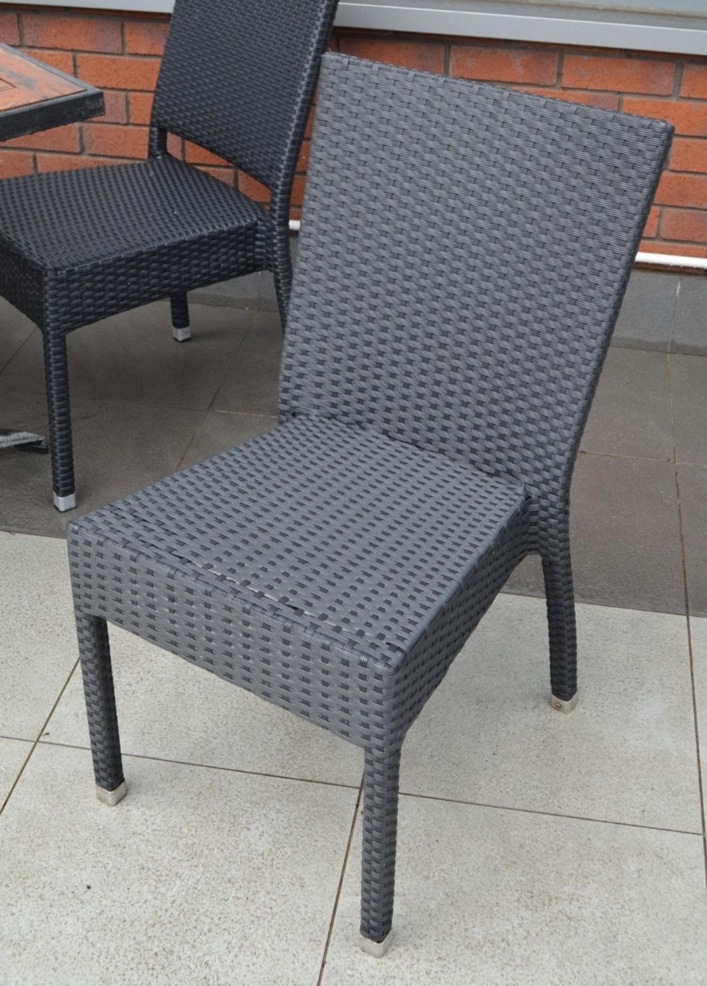 1 x Outdoor Garden Table With Four Charcoal Rattan Chairs - H72 x W74 x D74 cms - CL357 - - Bild 3 aus 3