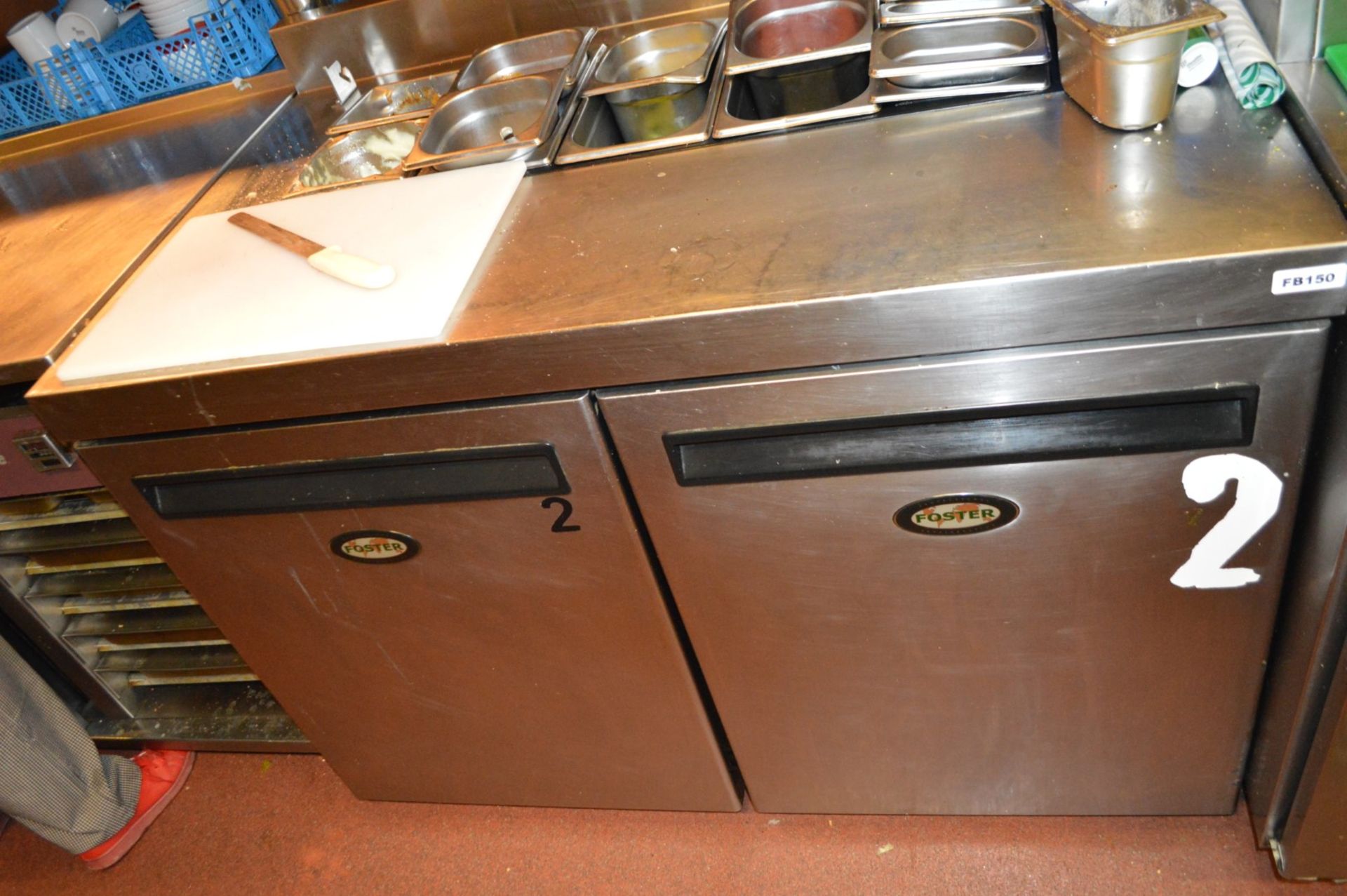 1 x Foster Double Door Stainless Steel Refrigerated Prep Counter With Topper - H85 x W120 x D86 - Image 3 of 6