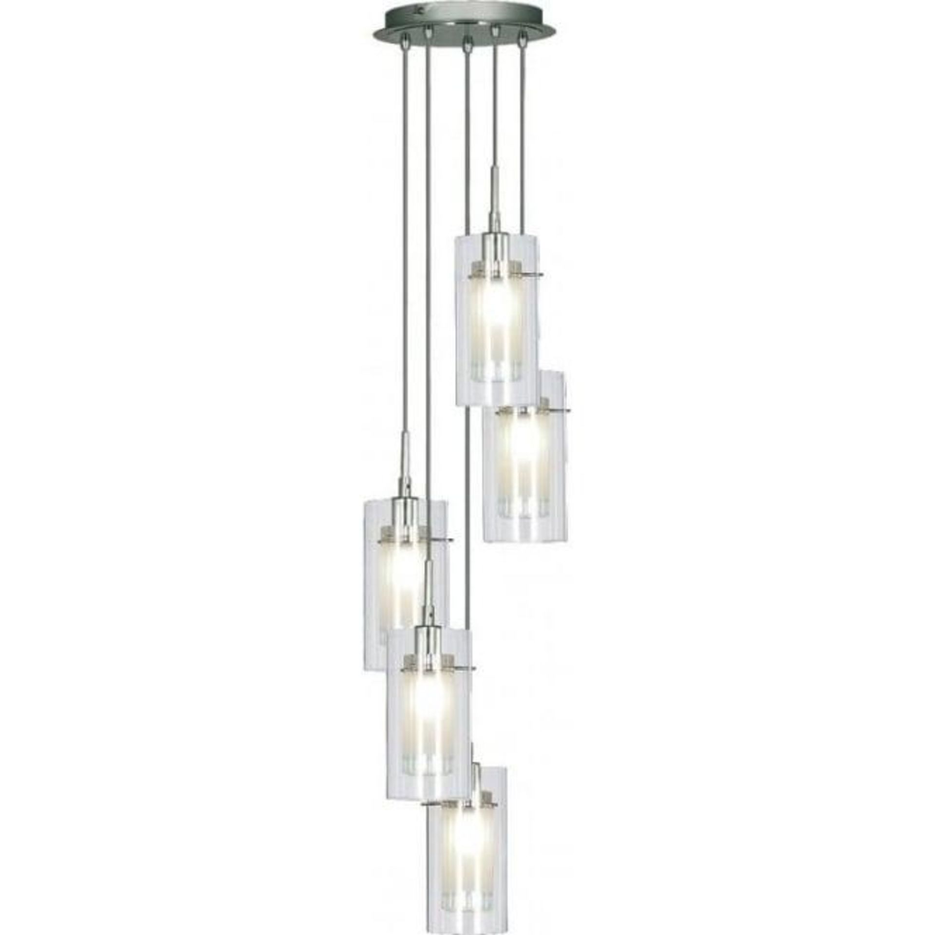 1 x Duo 1 5 Light Ceiling Pendant Polished Chrome - New Boxed Stock - CL364 - Ref: ERP1- 2305-5 - Lo