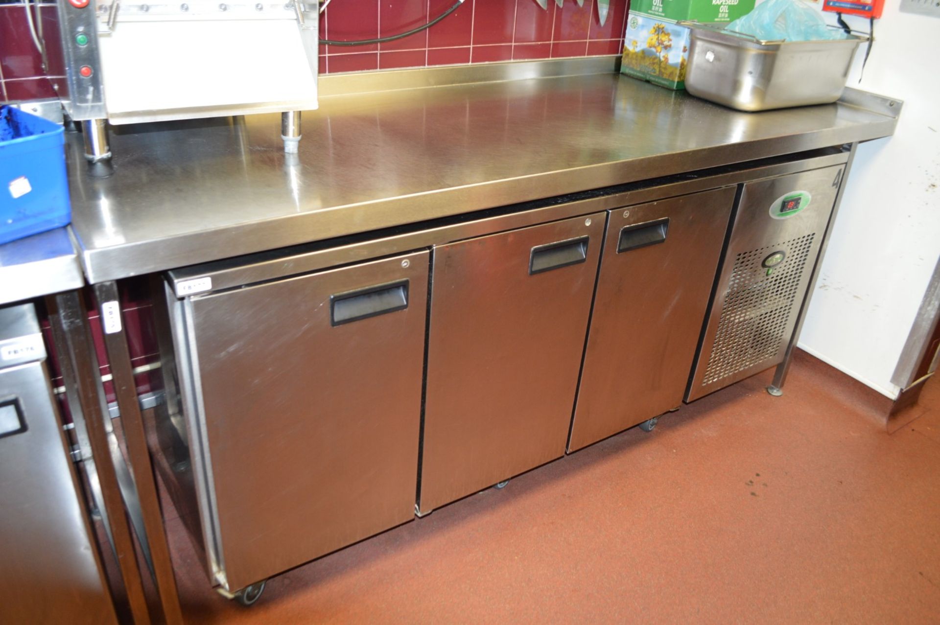 1 x Stainless Steel Prep Bench - H96 x W220 x D76 cms - Ref FB175 - CL357 - Location: Bolton BL6