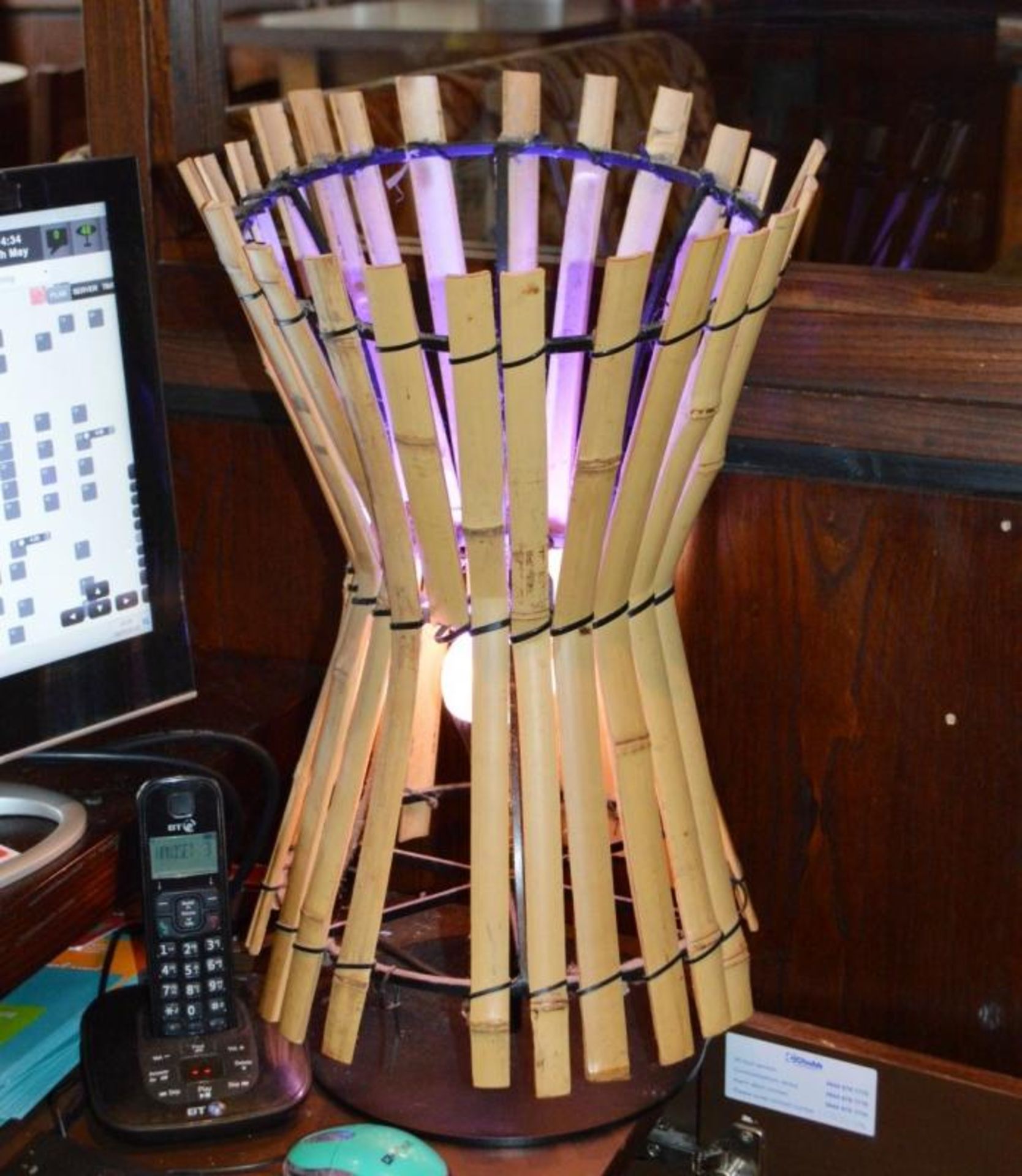 1 x Bamboo Cane Table Lamp - Dimensions: Height 45cm, Diameter 30cm - CL367 - Ref CQ-FB - Location: