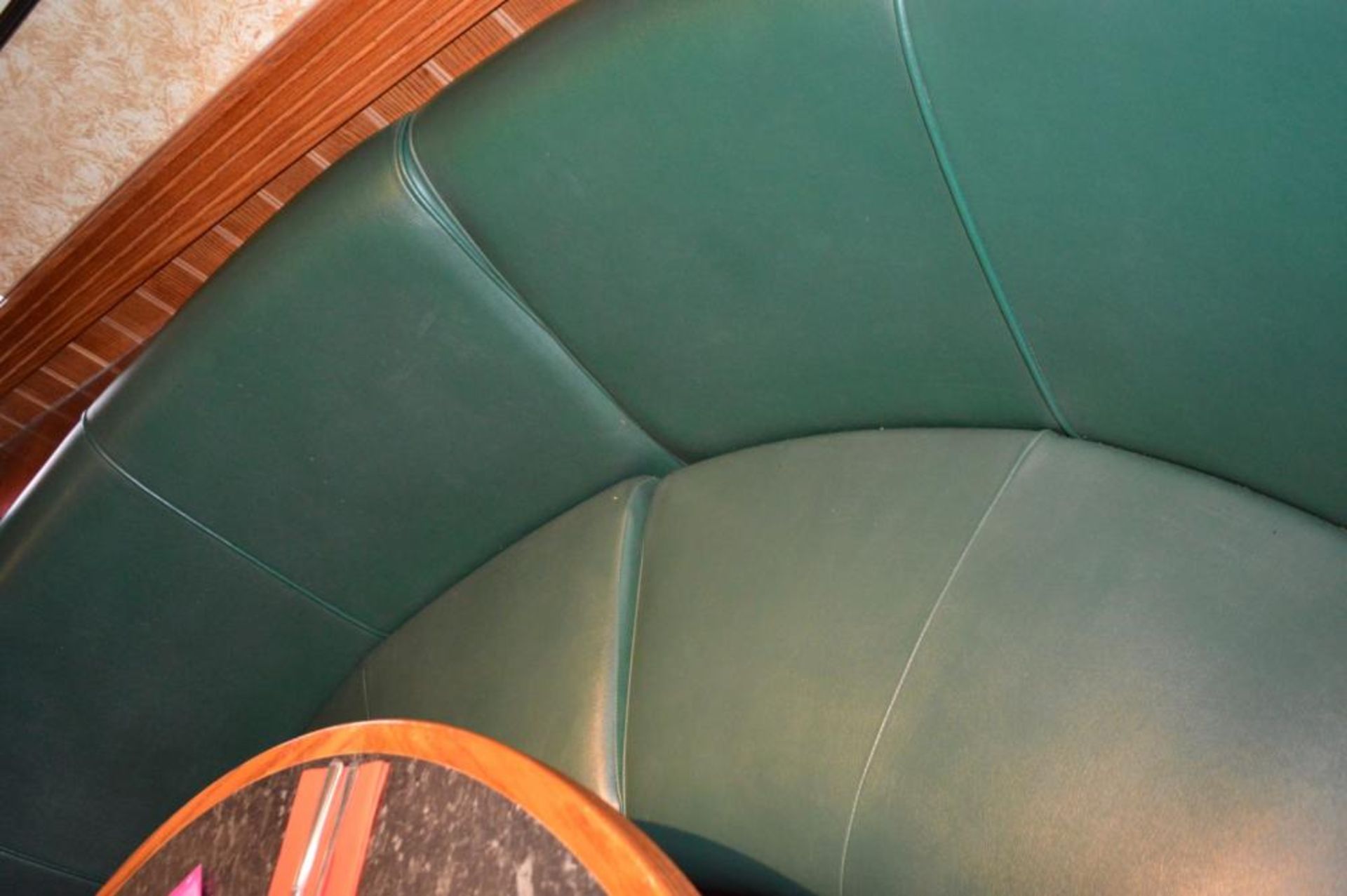 1 x Contemporary U Seating Booth With Green Faux Leather Upholstery and Brass Foot Rest - H105 x W22 - Image 3 of 5