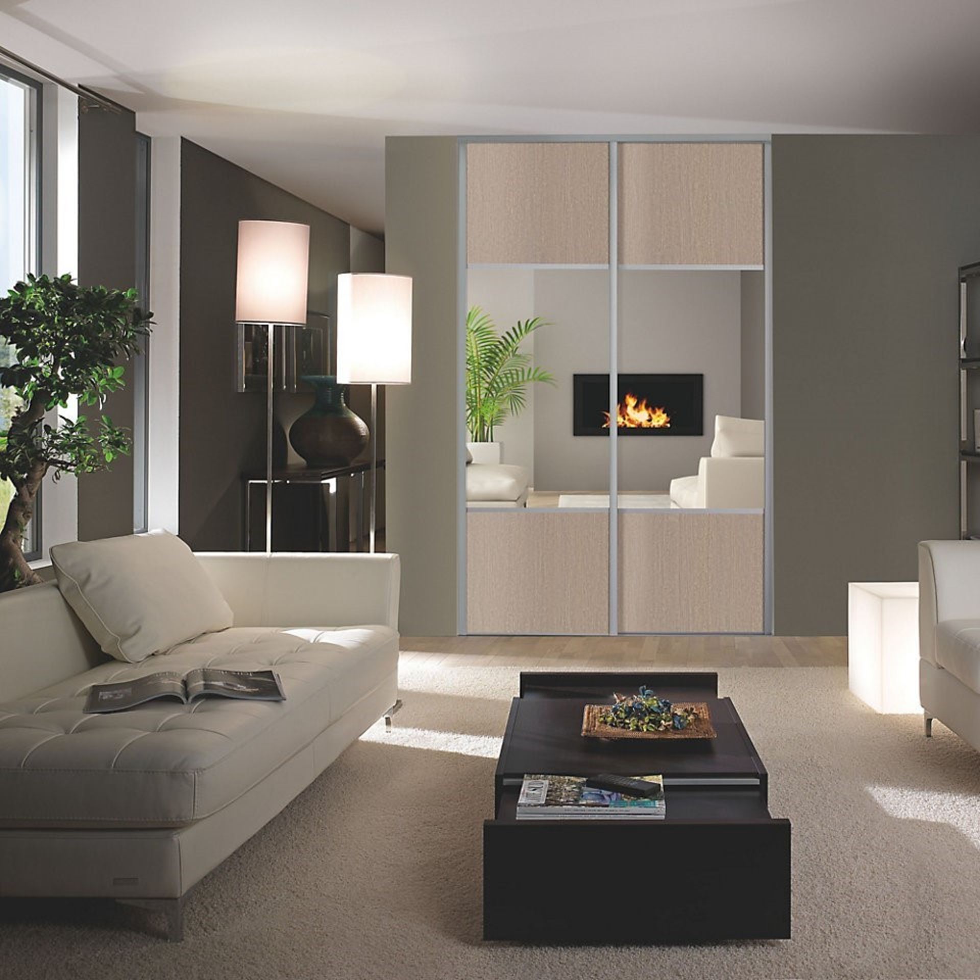 1 x VALLA 1 Sliding Wardrobe Door In Grey Oak With A Silver Mirror With Grey Lacquered Steel Profile - Bild 3 aus 5