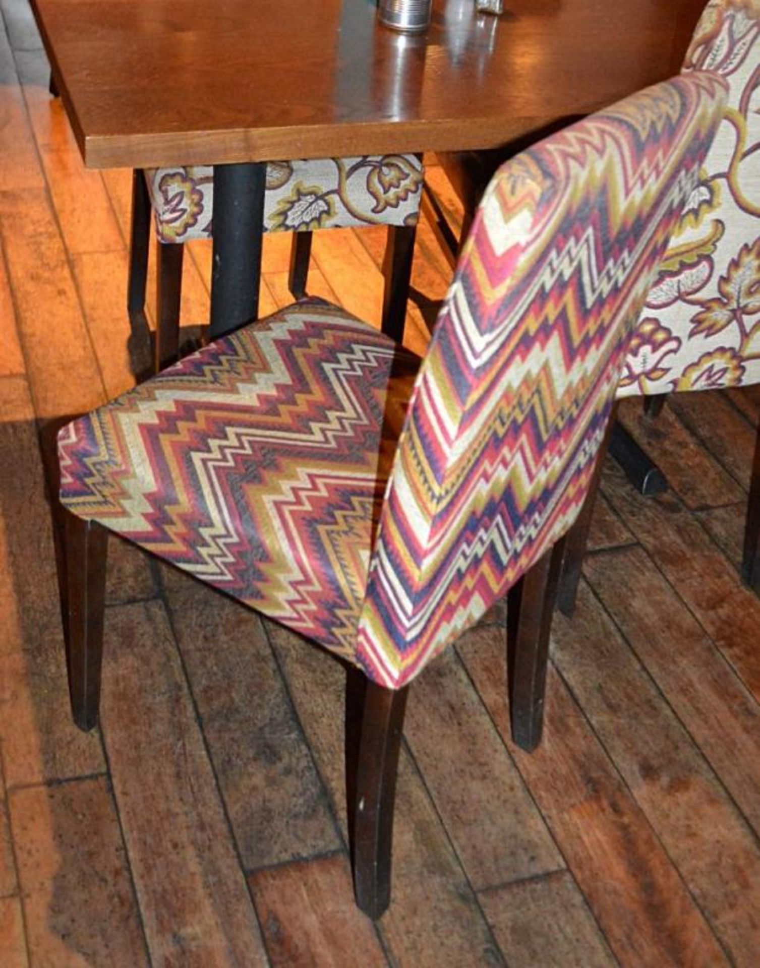 6 x Upholstered Restaurant Dining Chairs In A Zig-Zag Mexican-style Fabric - Dimensions (approx): H9 - Image 2 of 2