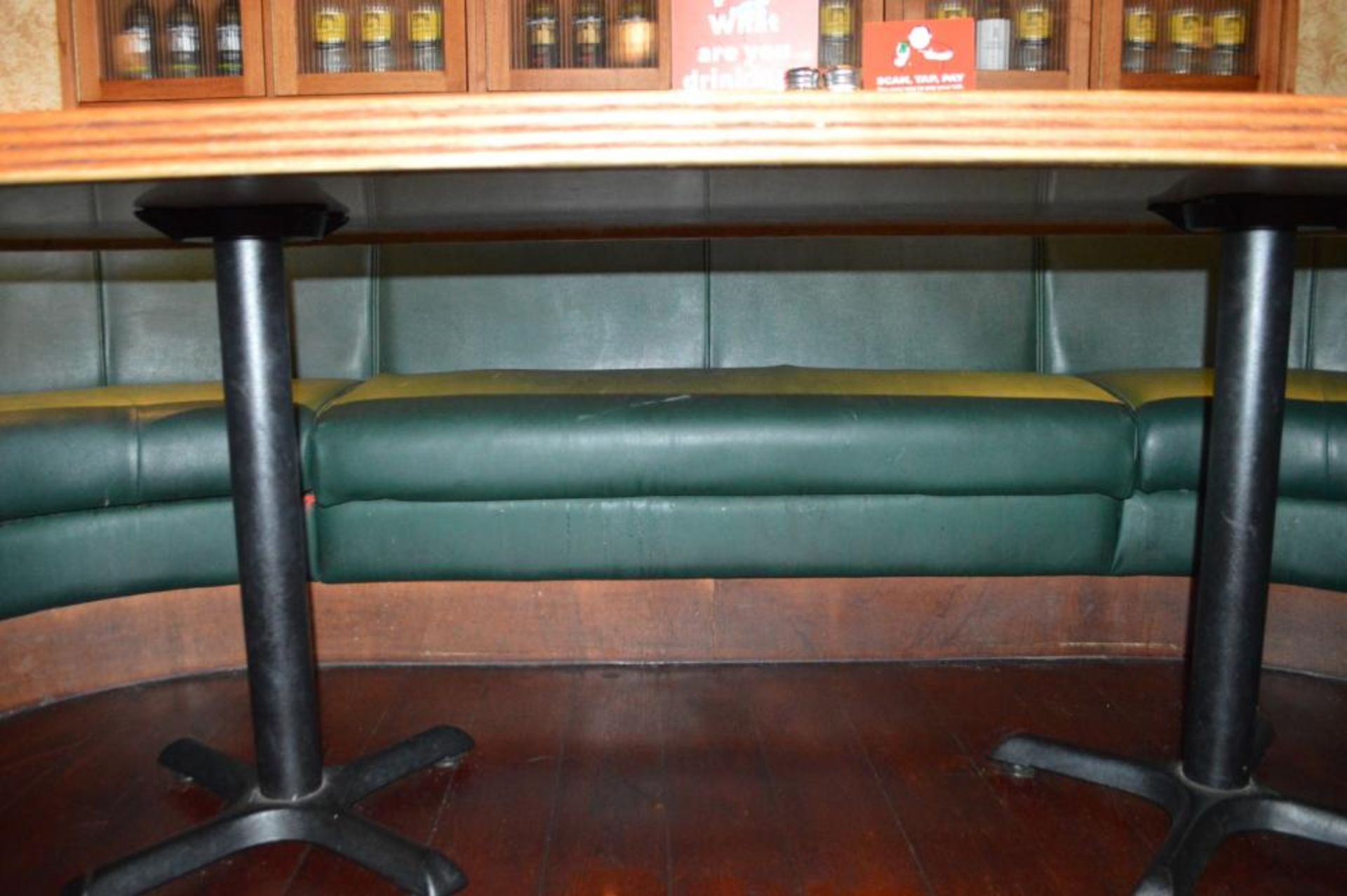 1 x Semi Oval Seating Booth With Green Faux Leather Upholstery H89 x W360 x D220 cms - Seat Height 4 - Image 2 of 9