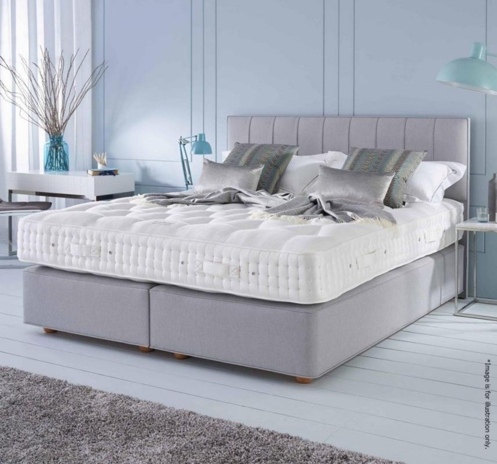 1 x VISPRING Prestige Divan Base In A Light Grey Velvet - Custom Super King Size: 180 x 215cm - Ref: