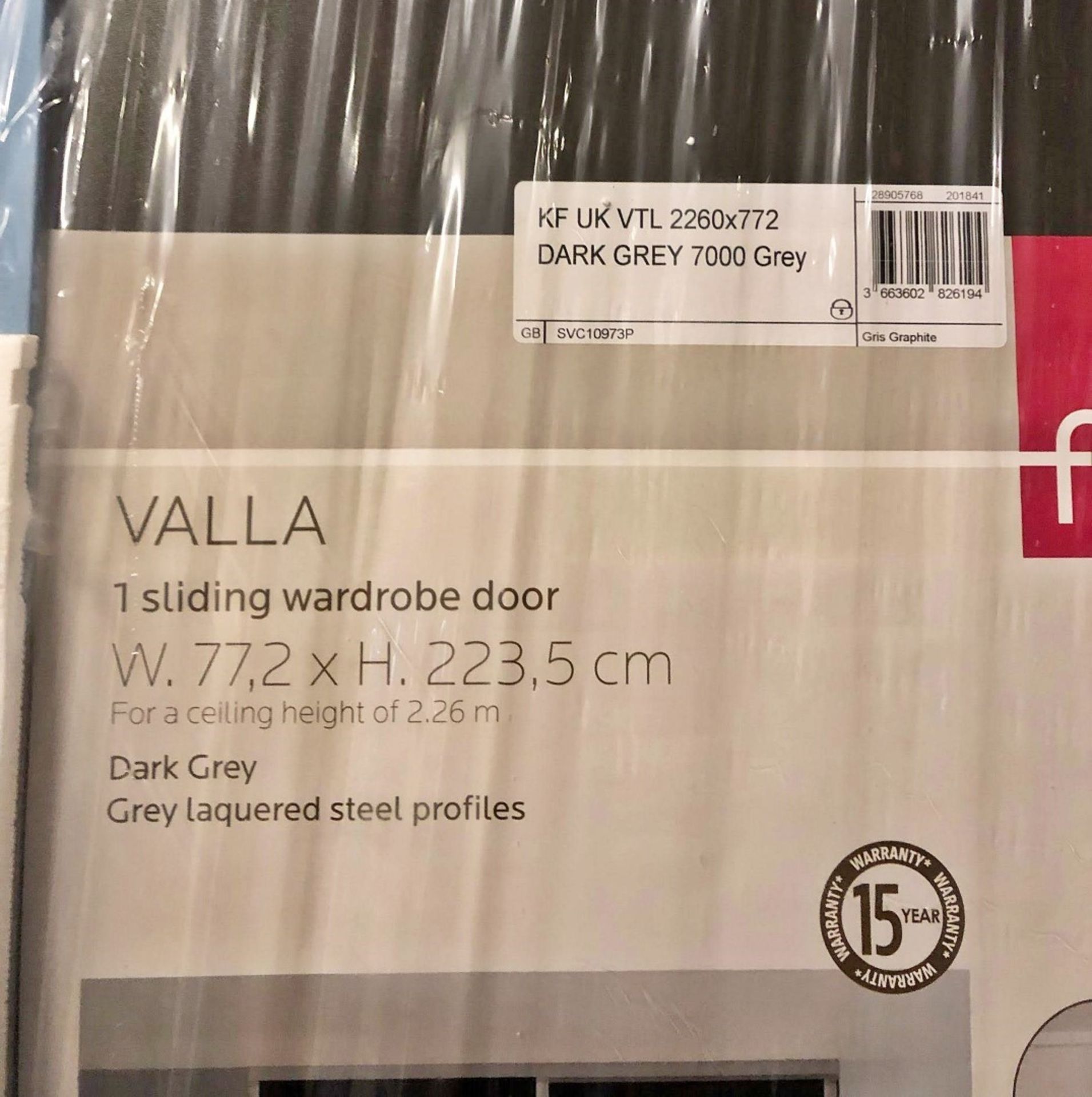1 x VALLA 1 Sliding Wardrobe Door In Dark Grey With Grey Lacquered Steel Profiles - CL373 - Ref: NC2 - Bild 6 aus 6