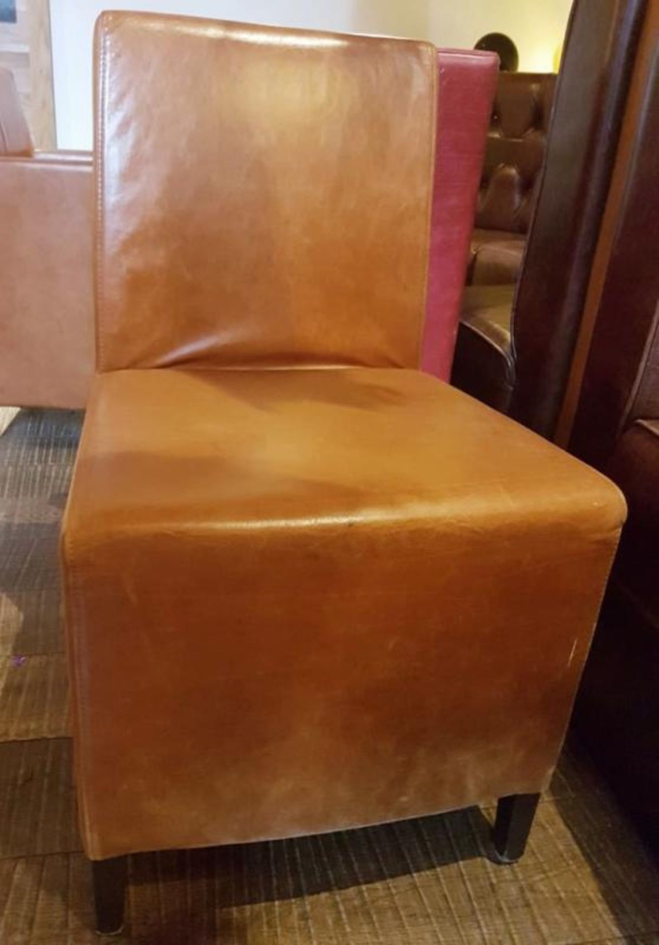 4 x Leather Upholstered Chairs In Tan - Recently Removed From A City Centre Steakhouse Restaurant - - Image 3 of 6