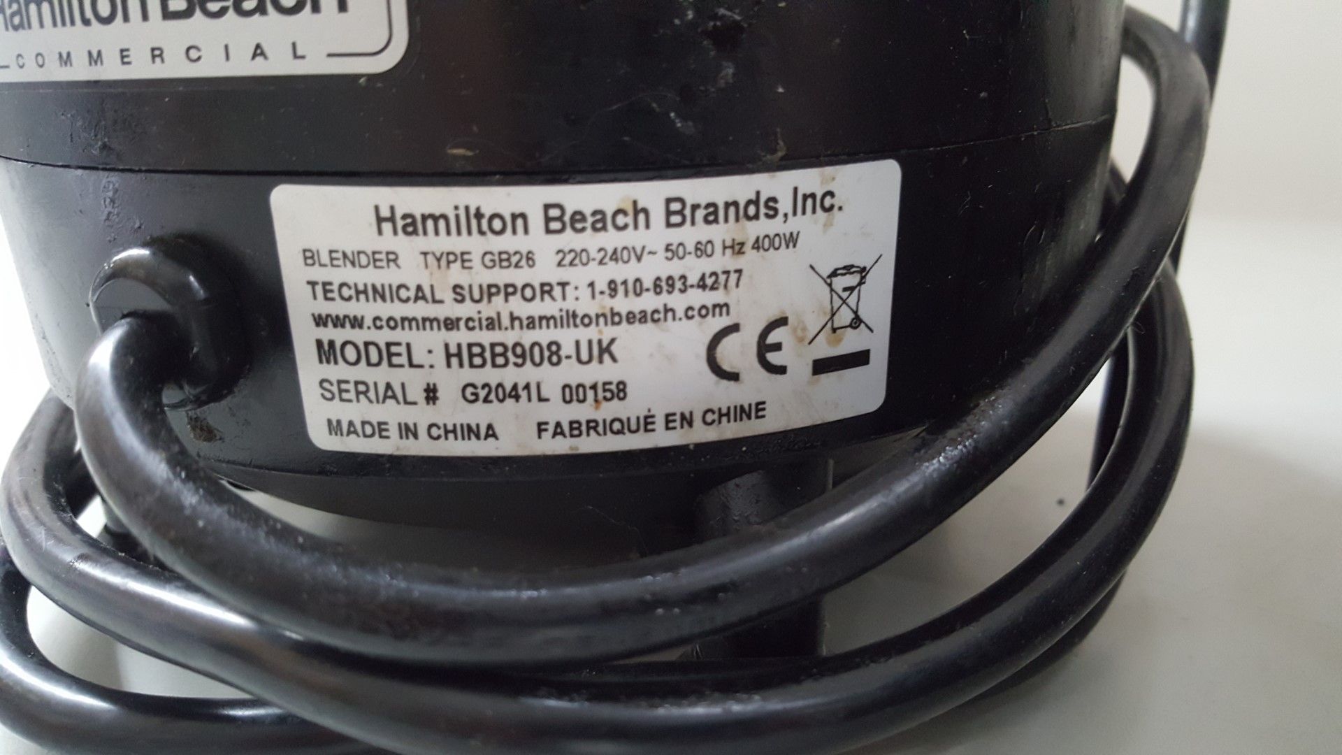 3 x Hamilton Beach HBB908-UK Commercial 2-Speed Bar Blender Bases - Ref CQ299 - Image 2 of 6