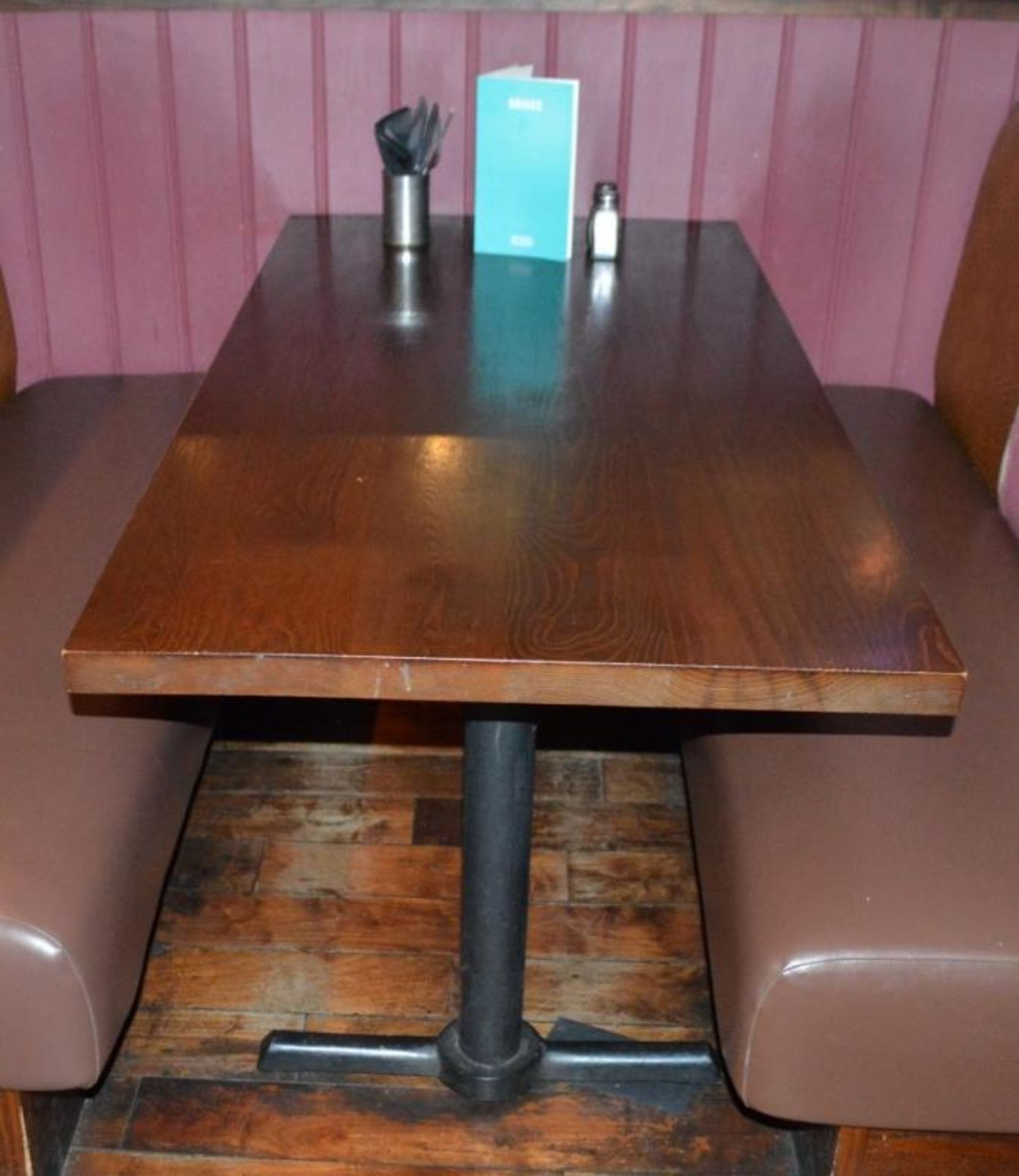 5 x Medium Wood Topped Bistro Tables With Metal Bases - Dimensions: H75 x W117 x D75cm - CL367 - Ref - Image 2 of 2