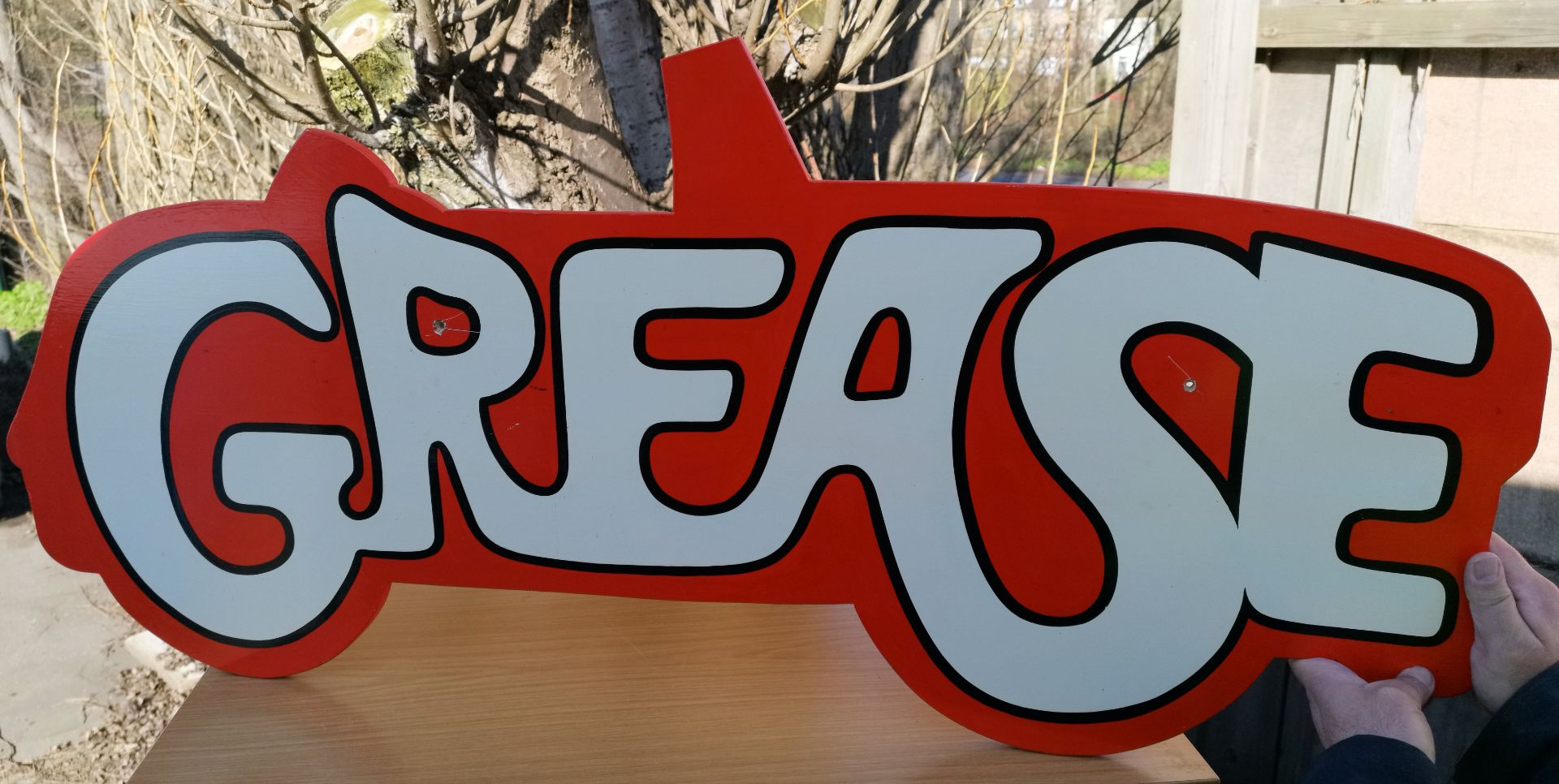 1 x Wooden Grease (The Musical) Sign - Dimensions: 1200 x 550 mm - CL355 - Location: Great Yarmouth