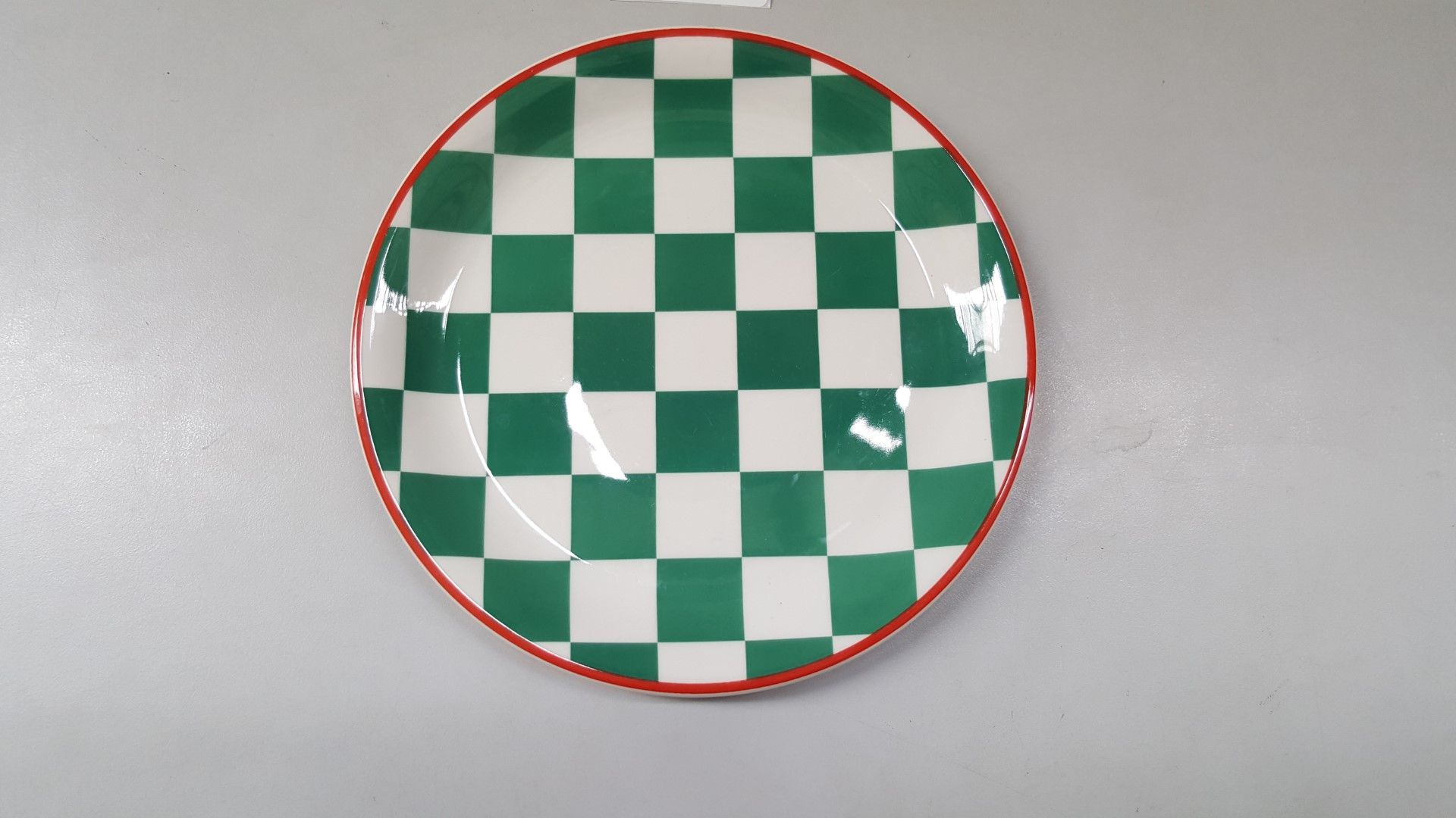 20 x Steelite Plates Checkered Green&White With Red Outline 20CM - Ref CQ284 - Image 3 of 4